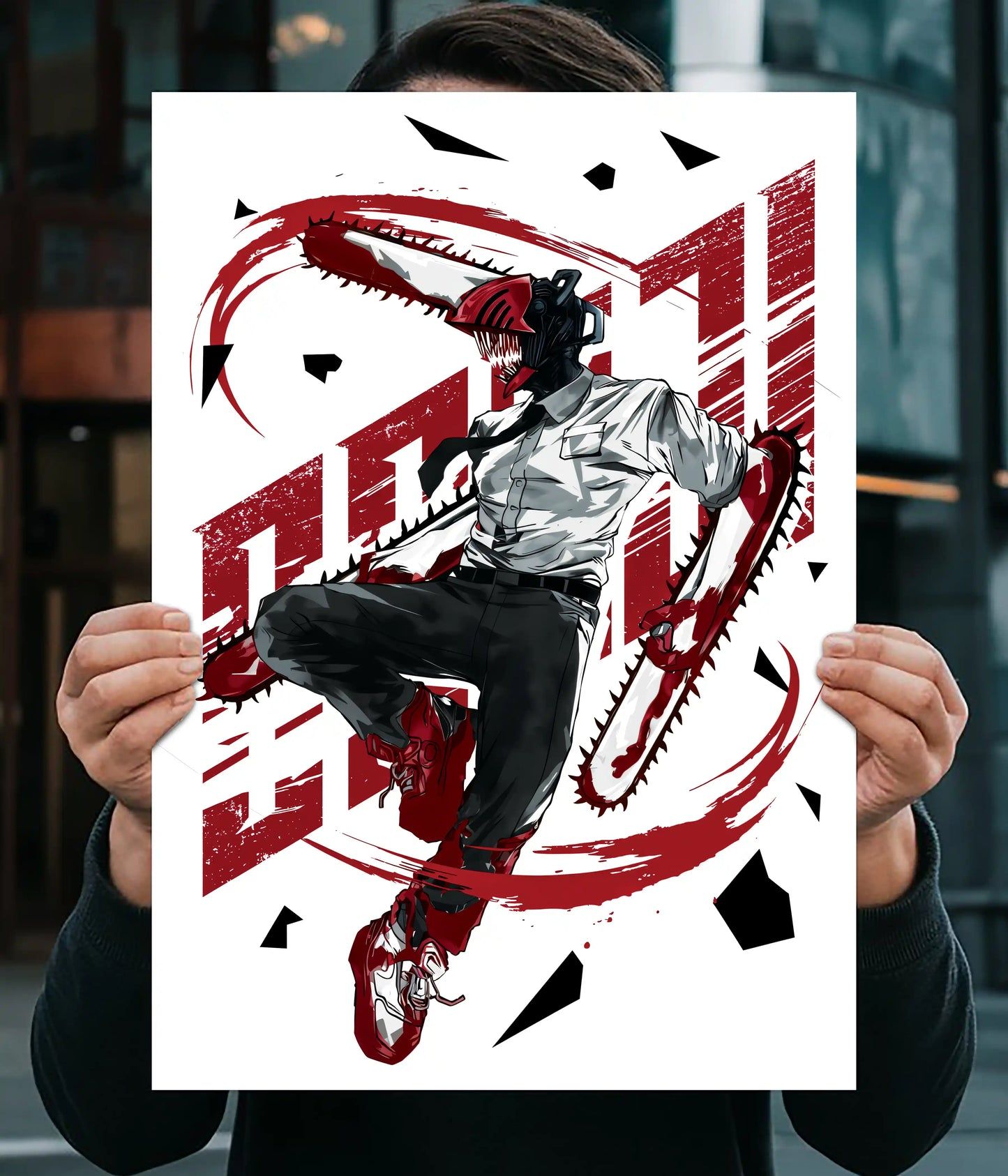 1445x1686 Chainsaw Man Denji Action Pose Anime Poster