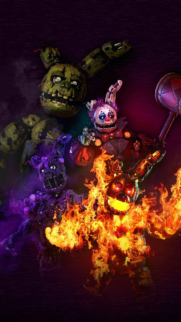 736x1308 Springtrap and golden freddy wallpaper. Fnaf 3 fire, Cool springtrap, The puppet