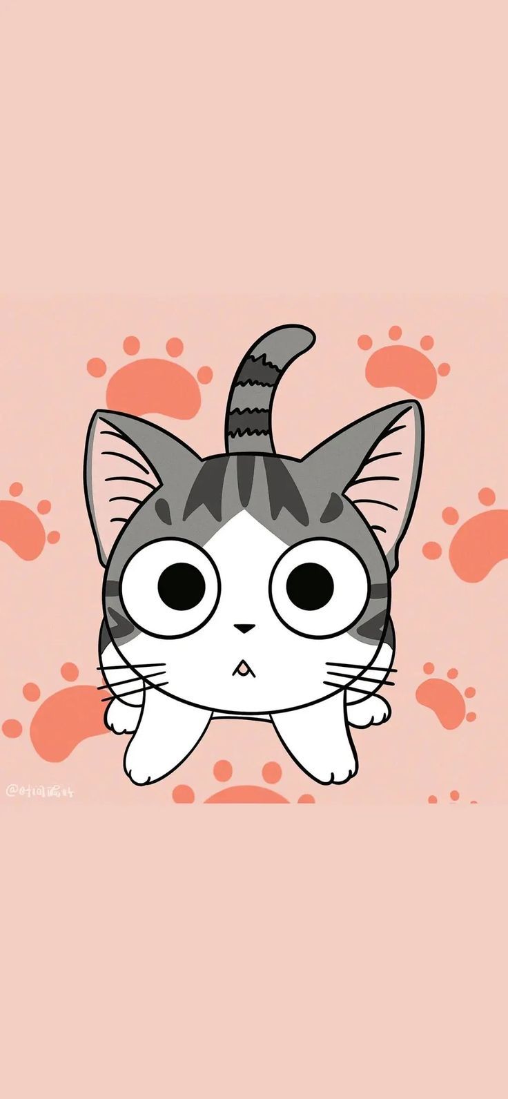 736x1592 Adorable Cat Illustration with Striped Face. Chi's sweet home wallpaper, Chibi cat wallpaper