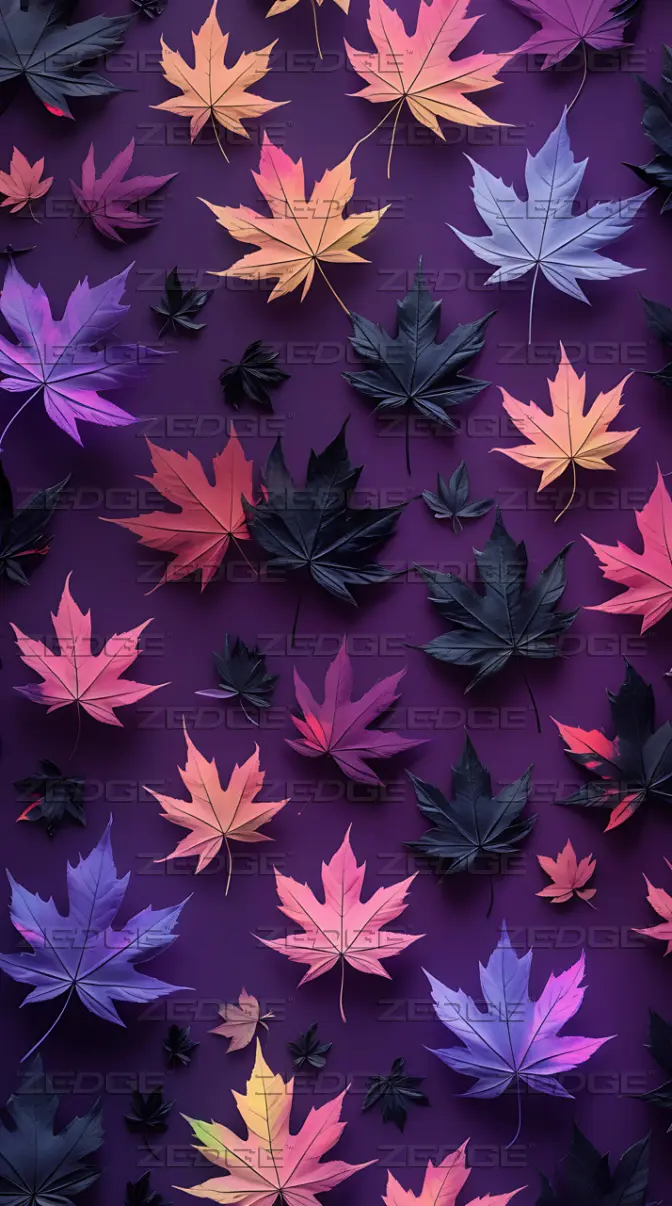 672x1206 Purple Fall Leaves wallpaper