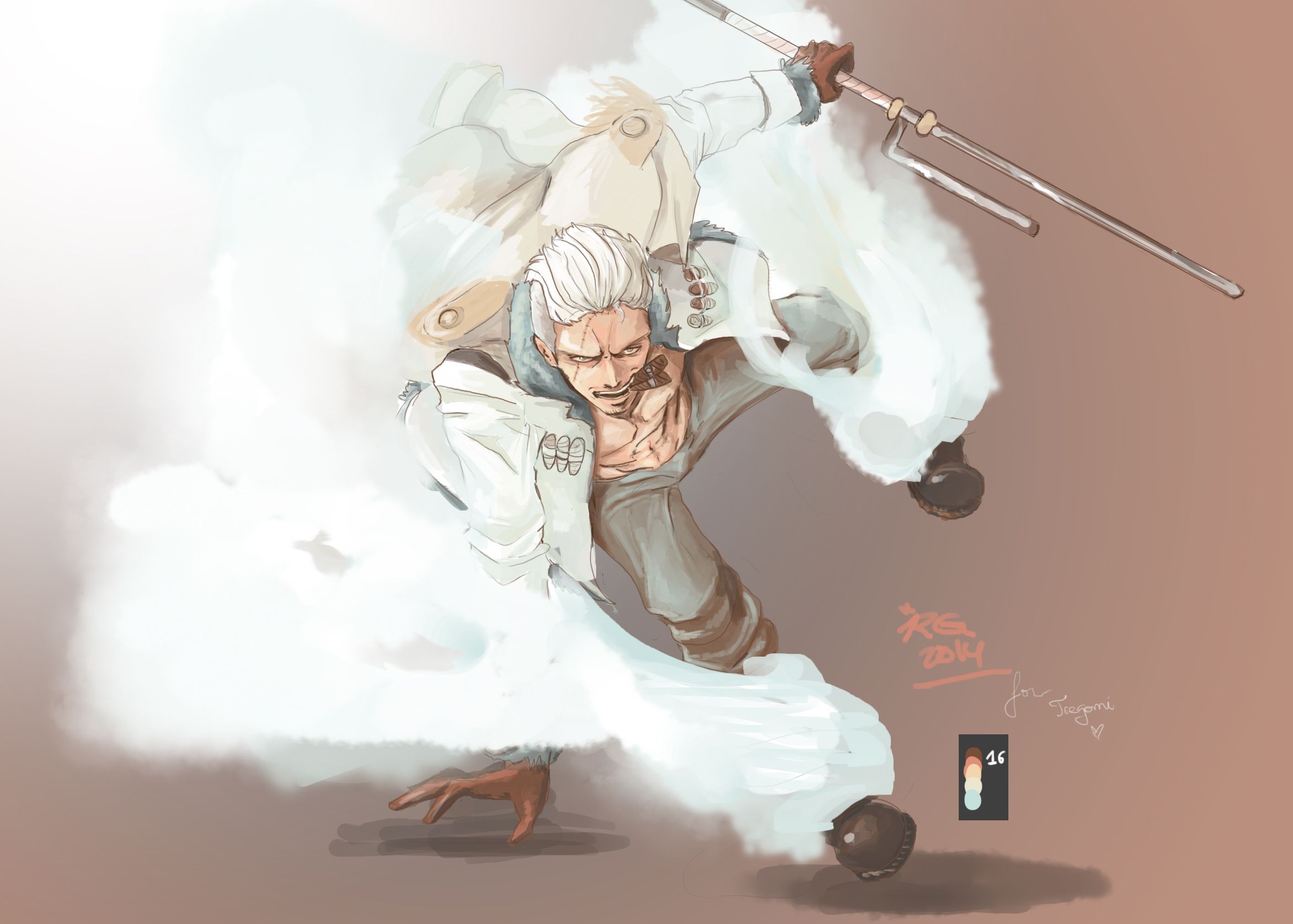 2344x1676 Smoker (ONE PIECE), Fanart. Anime Image Board