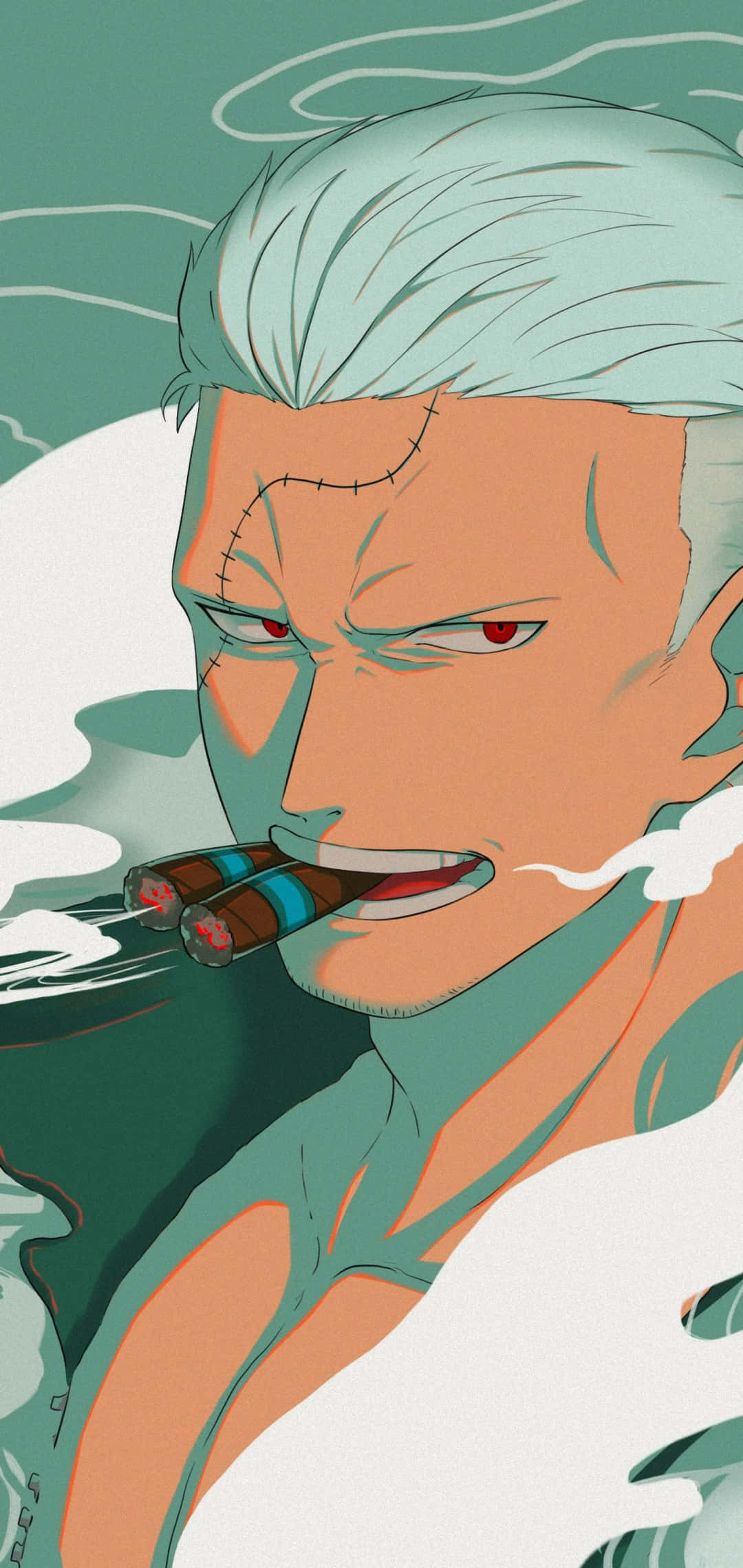 1080x2280 Download One Piece Smoker Artwork Lock Screen Wallpaper