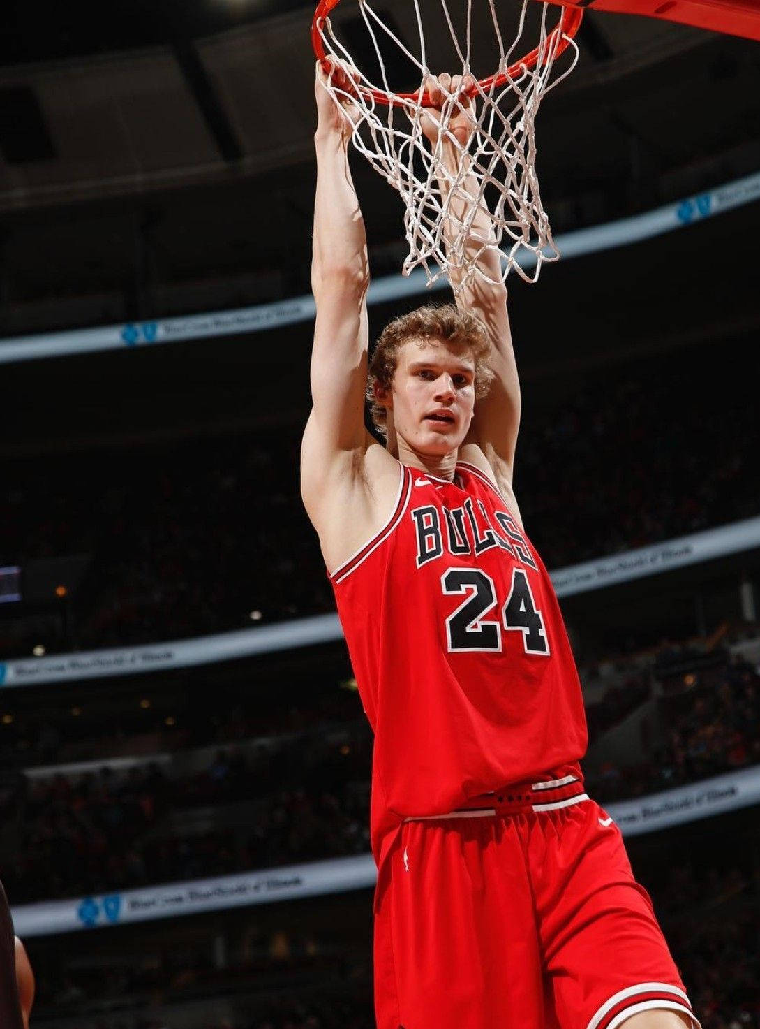 1089x1473 Download Lauri Markkanen Chicago Bulls Dunk On Ring Wallpaper