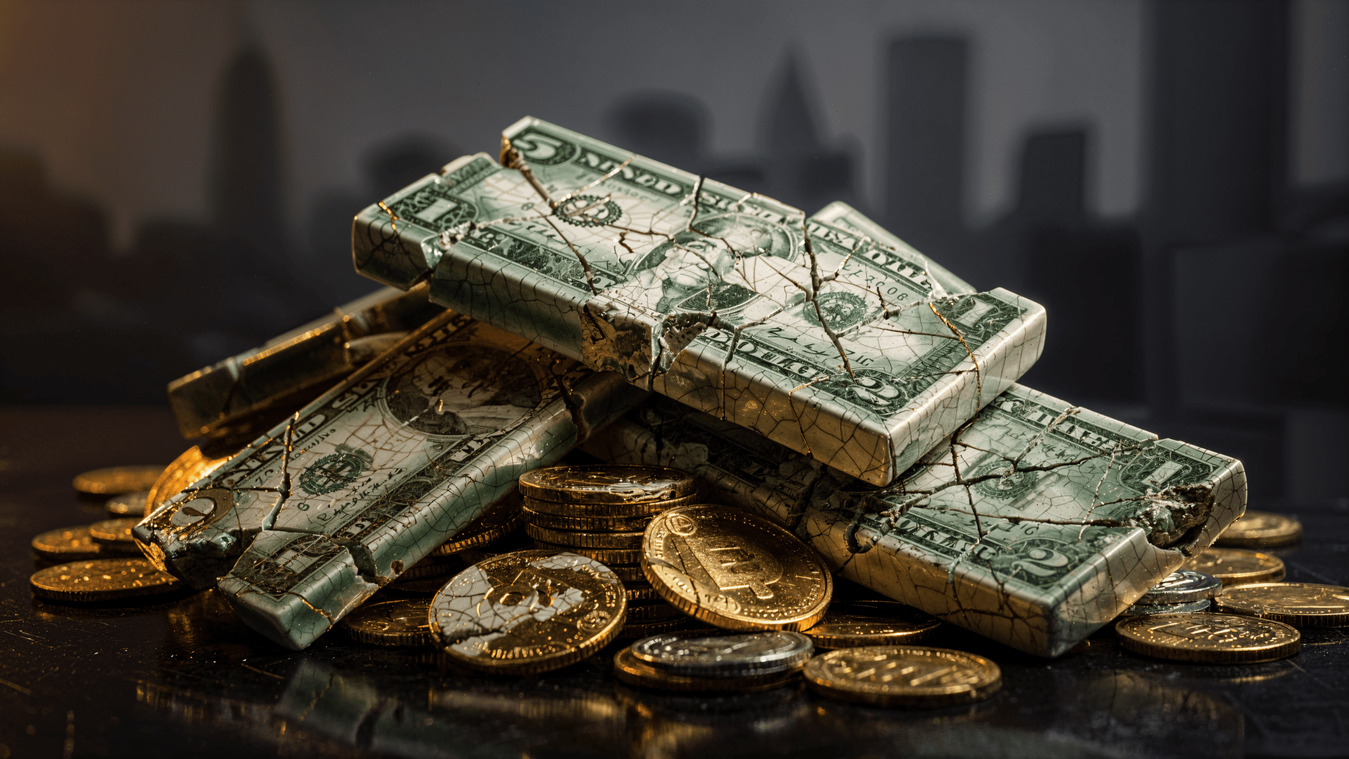 1920x1080 4K Ultra HD Money Wallpaper: Stacked Bills & Gold Coins