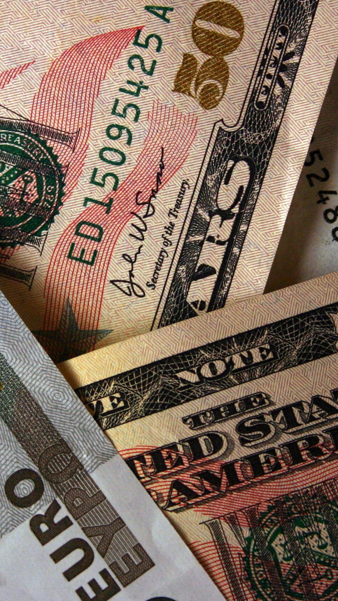 1080x1920 Cash Collage Wallpaper. Currency Canvas. Urban Money Mosaic