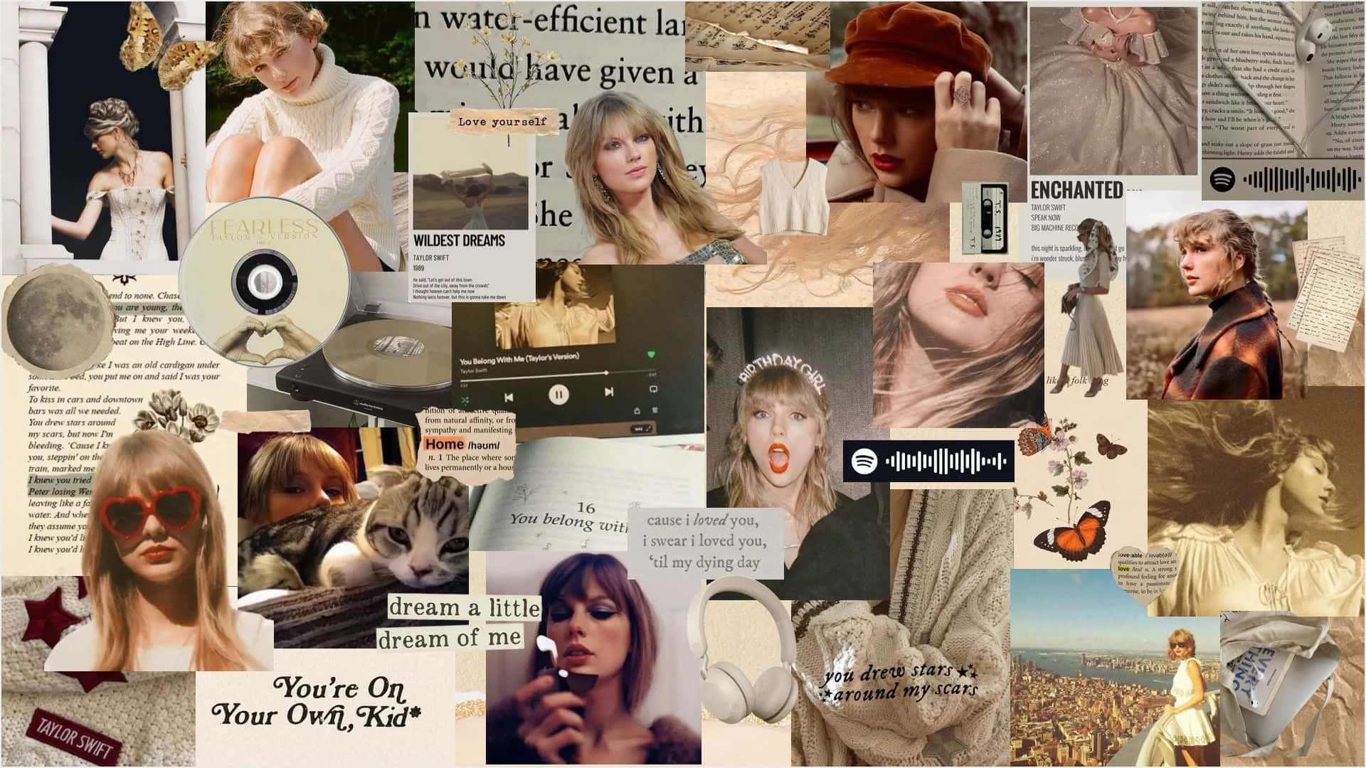1920x1080 Download Taylor Swift Aesthetic Collage Wallpaper