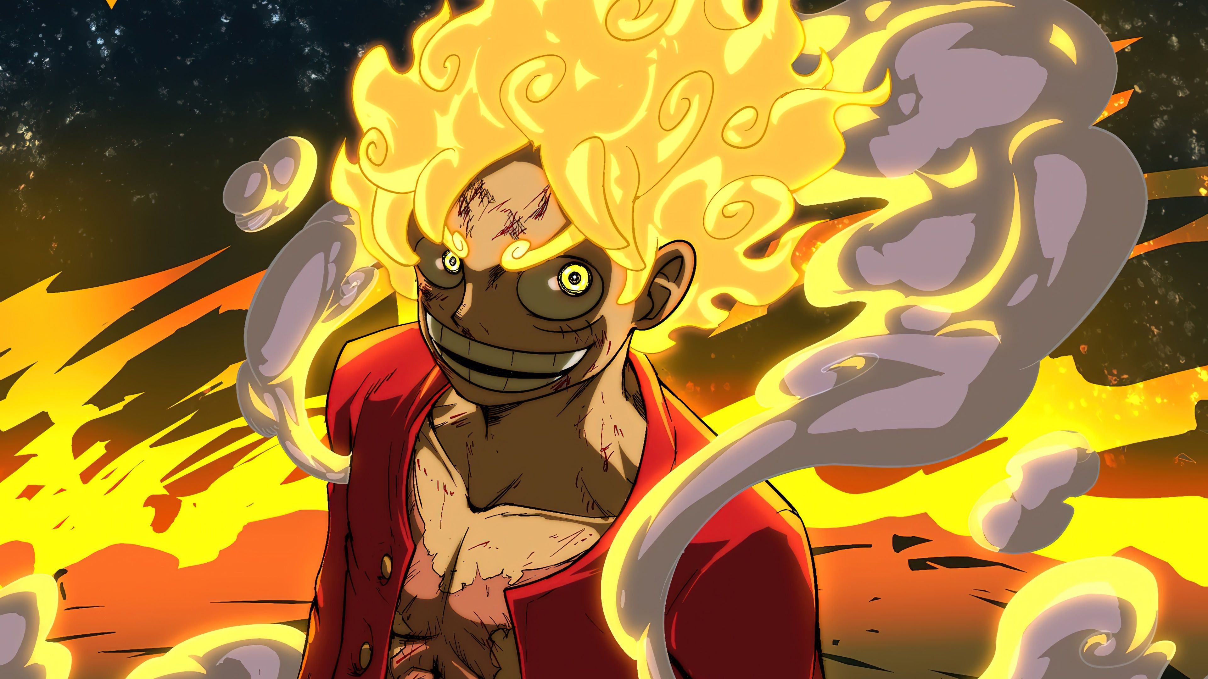 3840x2160 Luffy Gear 5 Sun God Wallpaper