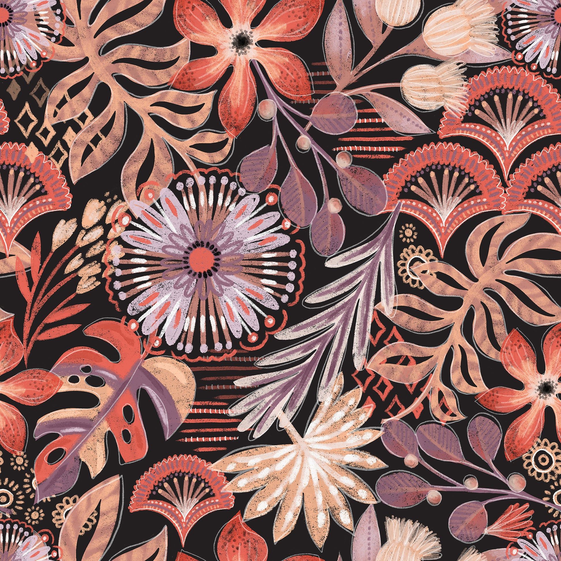 1946x1946 Moody Tropicana Peel and Stick Wallpaper, Leaves