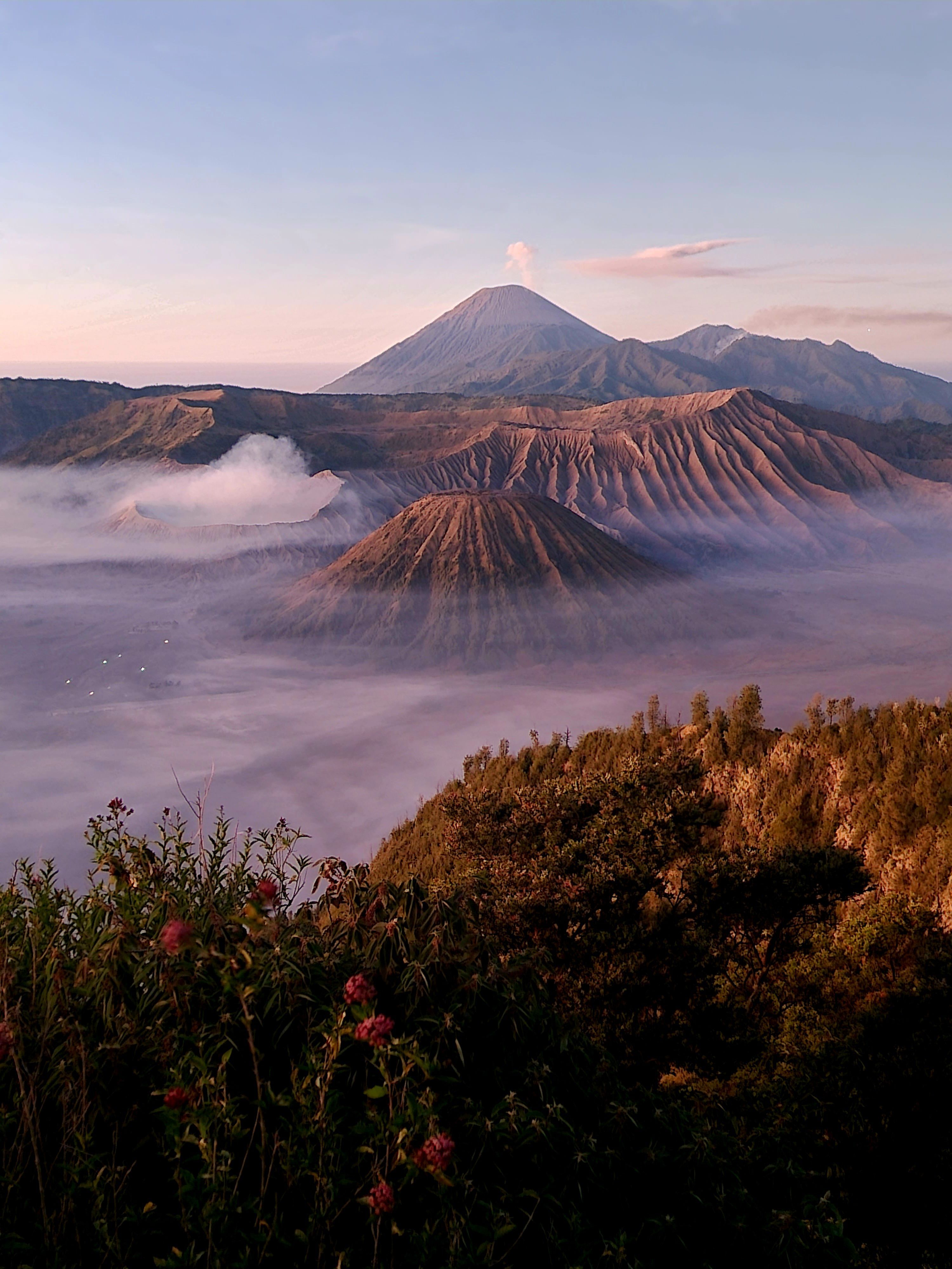 3000x4000 Mount Bromo and Surrounding Landscape during a Foggy Weather · Free