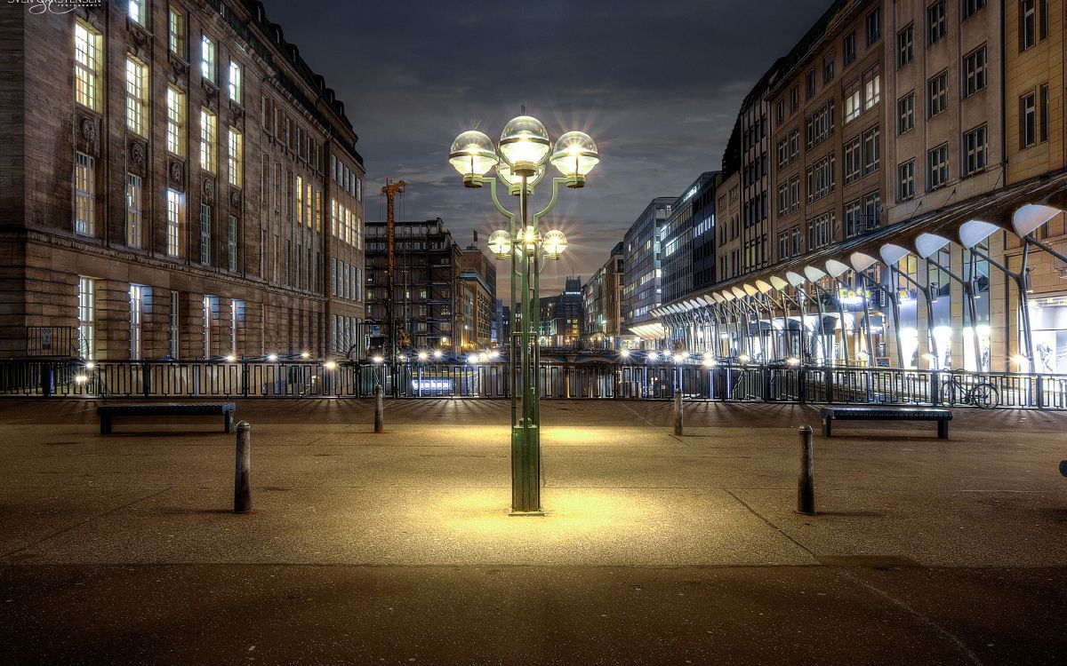 1200x750 Wallpaper Lighted Street Lights in The Middle of The City During Night Time, Background Free Image