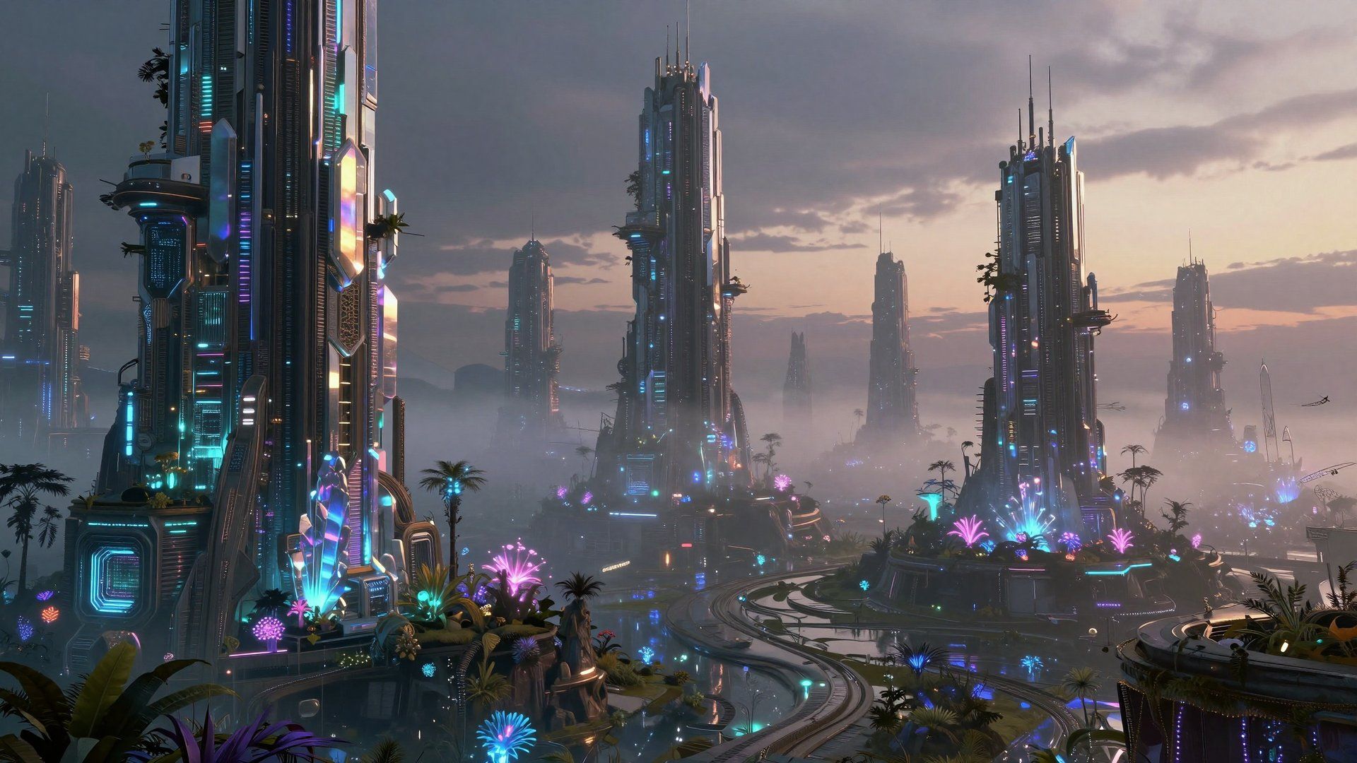 1920x1080 A futuristic city in the middle of a desert