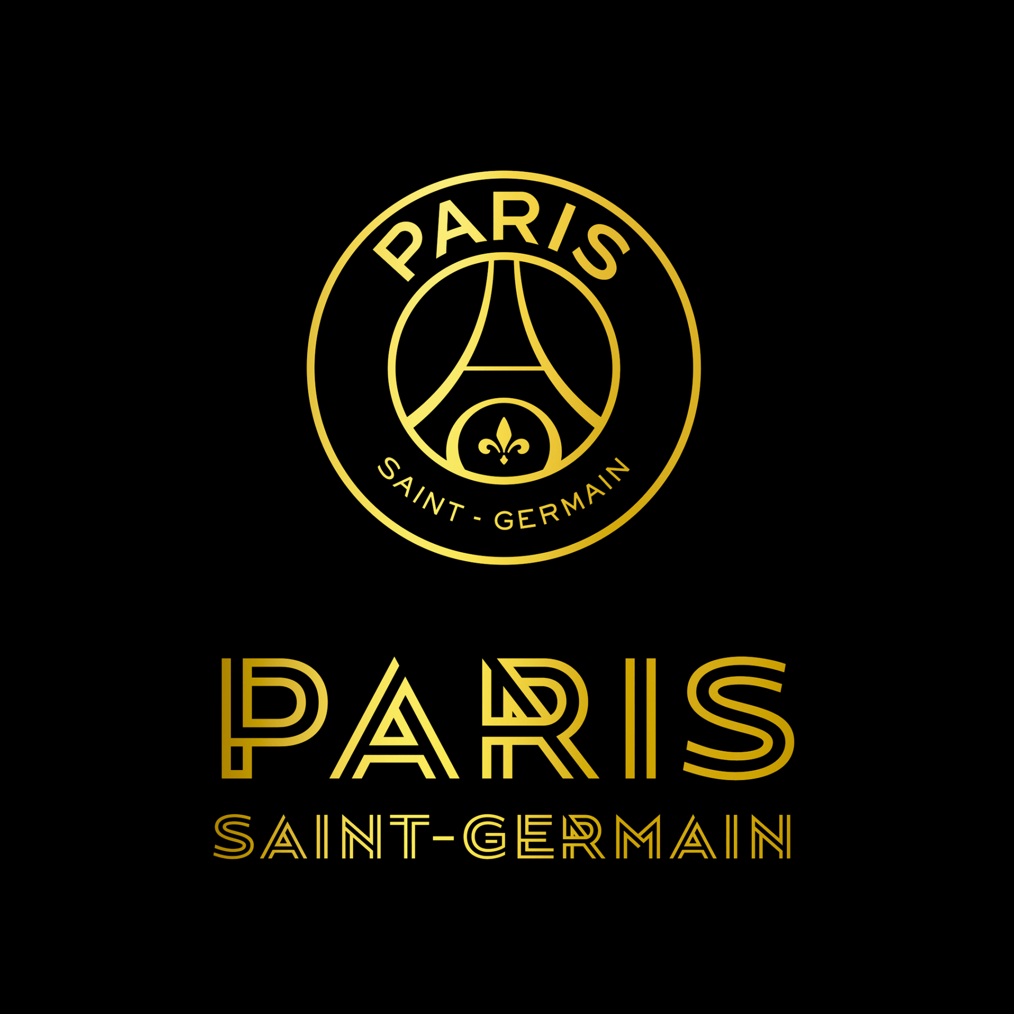 2048x2048 Paris Saint Germain Wallpaper 4K, Black Background, Logo
