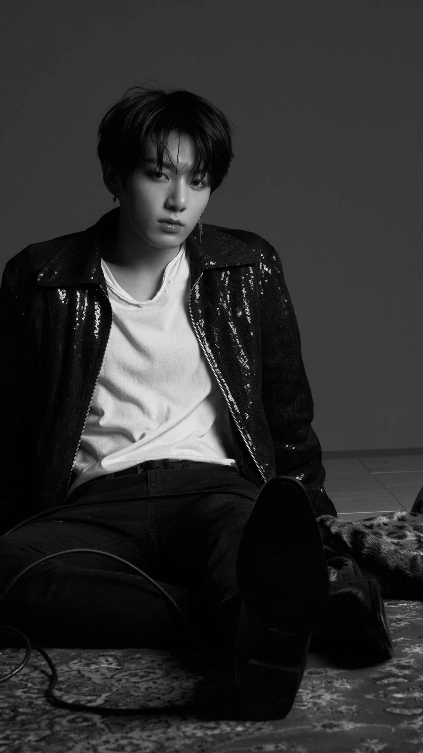 1440x2560 Jungkook Wallpaper 4K, Monochrome, BTS