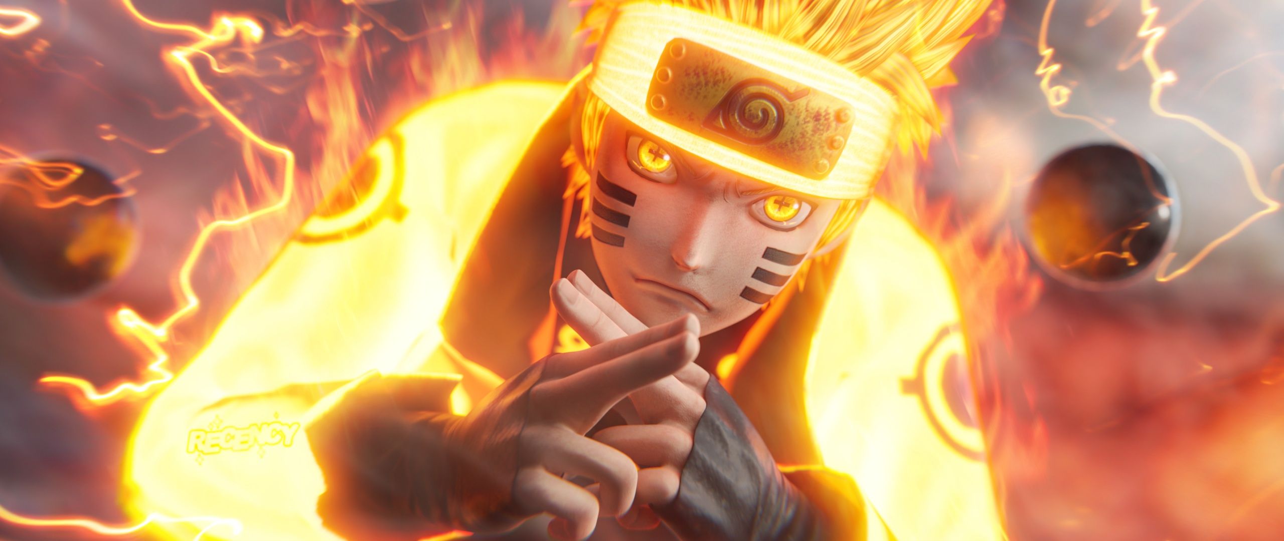 2560x1080 Naruto Uzumaki Wallpaper 4K, 3D Render, Rikudo Sennin Modo