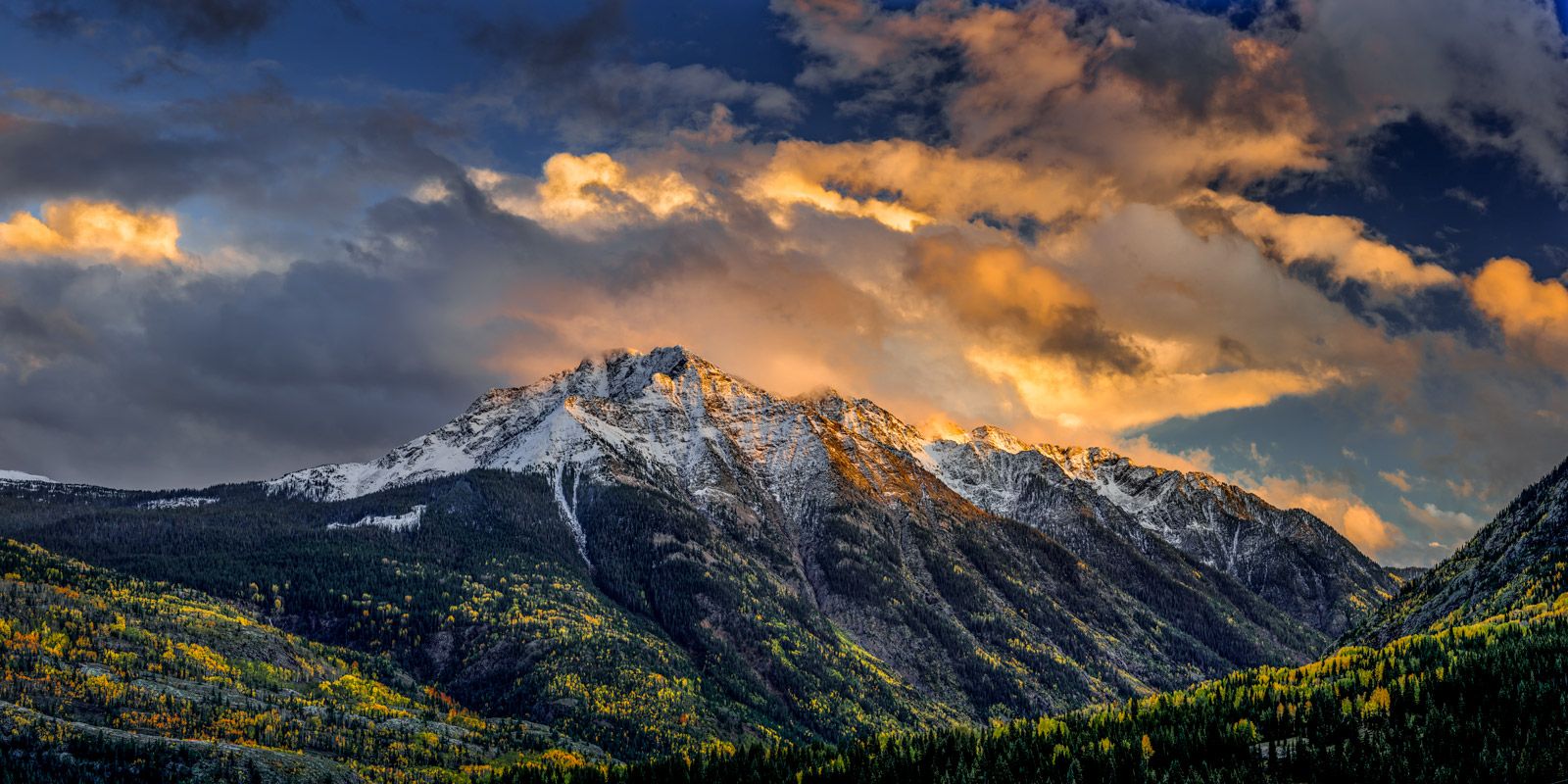 1600x800 Southwest Colorado Snow Capped Mountain Sunset Photo. Fine Art Prints By Joseph C. Filer