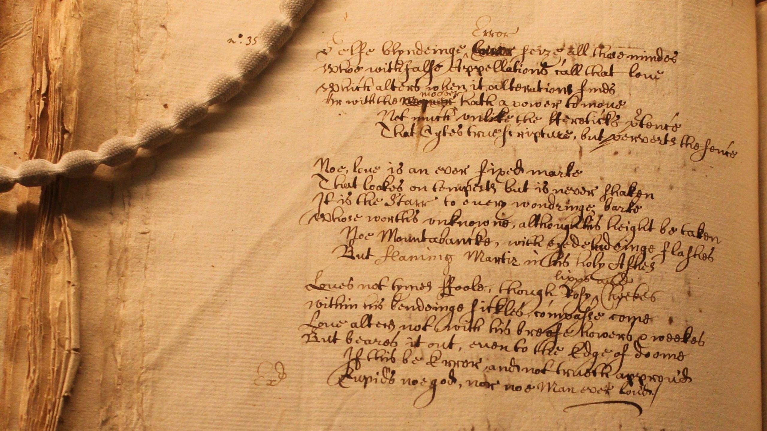2560x1440 Shakespeare sonnet from 17th century found