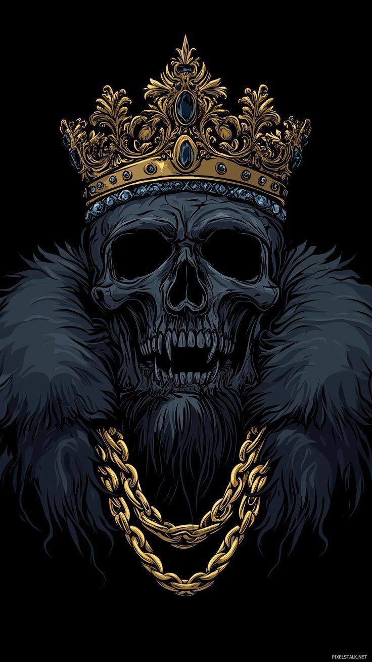 736x1308 King crown wallpaper. King dark wallpaper, Skeleton king wallpaper, Dark skull art