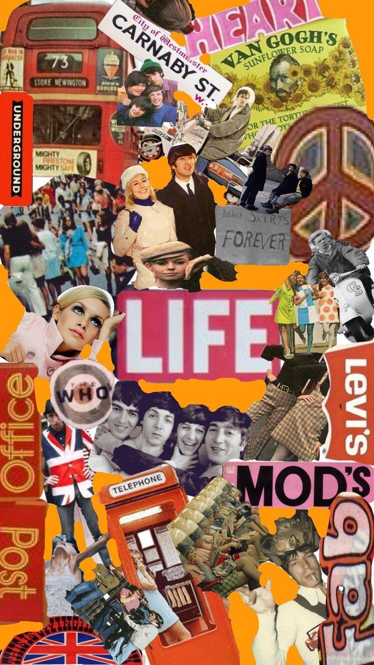 60s Aesthetic Collage Laptop Wallpaper