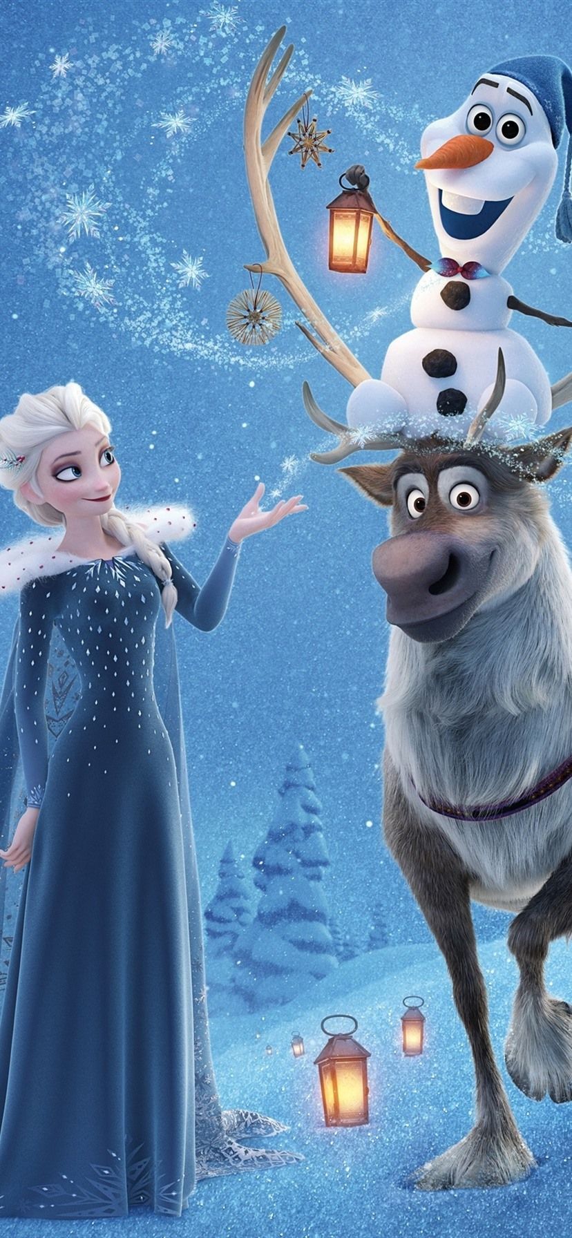 828x1792 Elsa Olaf's Frozen Adventure Wallpaper