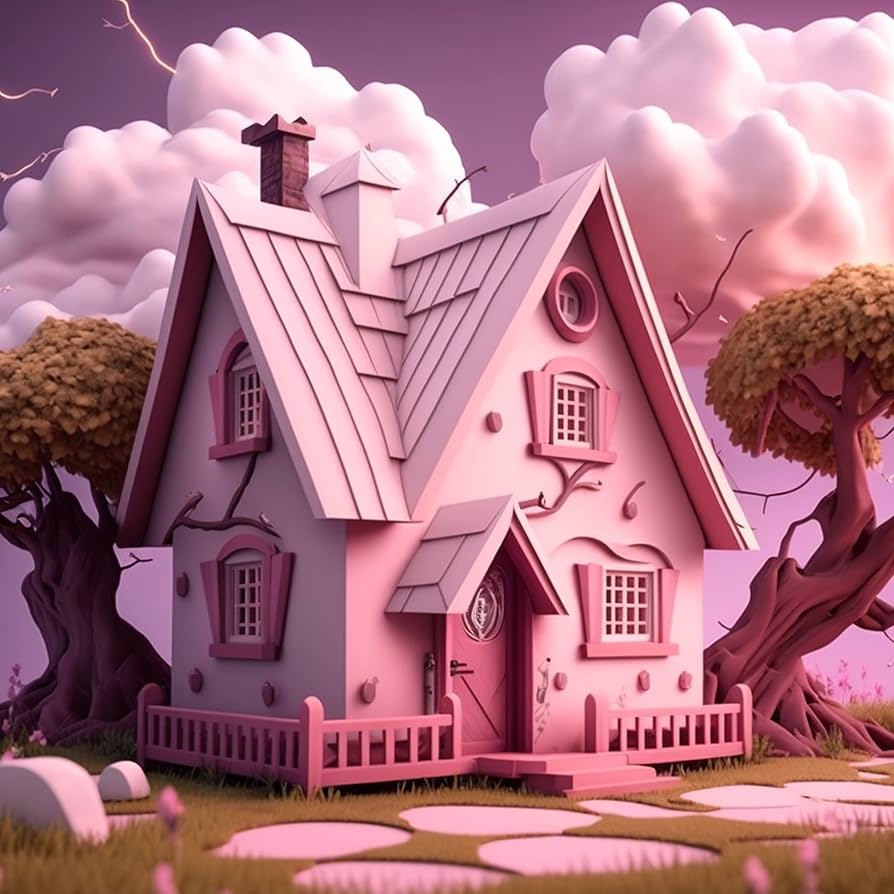 894x894 A Pink Fairytale Princess House Wallpaper Style Nursery and Girls Bedroom Removable Mural Decor Installation, One Piece, Erasable (Peel and Stick, A4 Sample) : Tools & Home Improvement