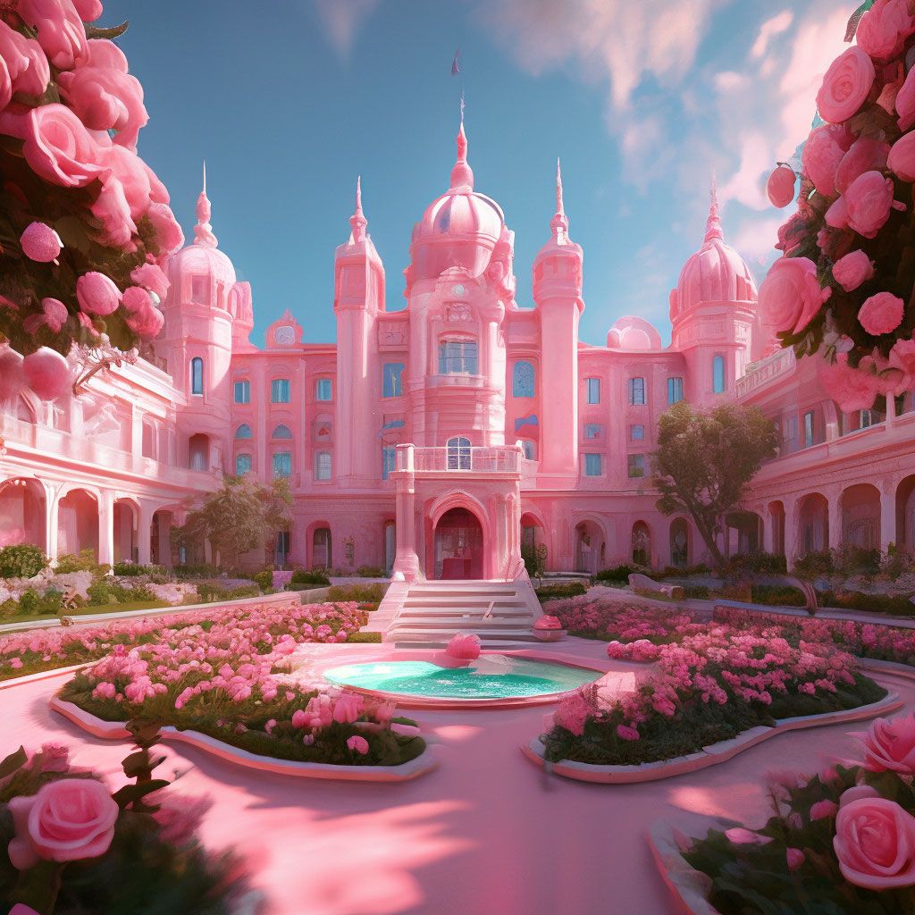 1024x1024 Pink palace, rose garden, architecture, pink shades, pink tones
