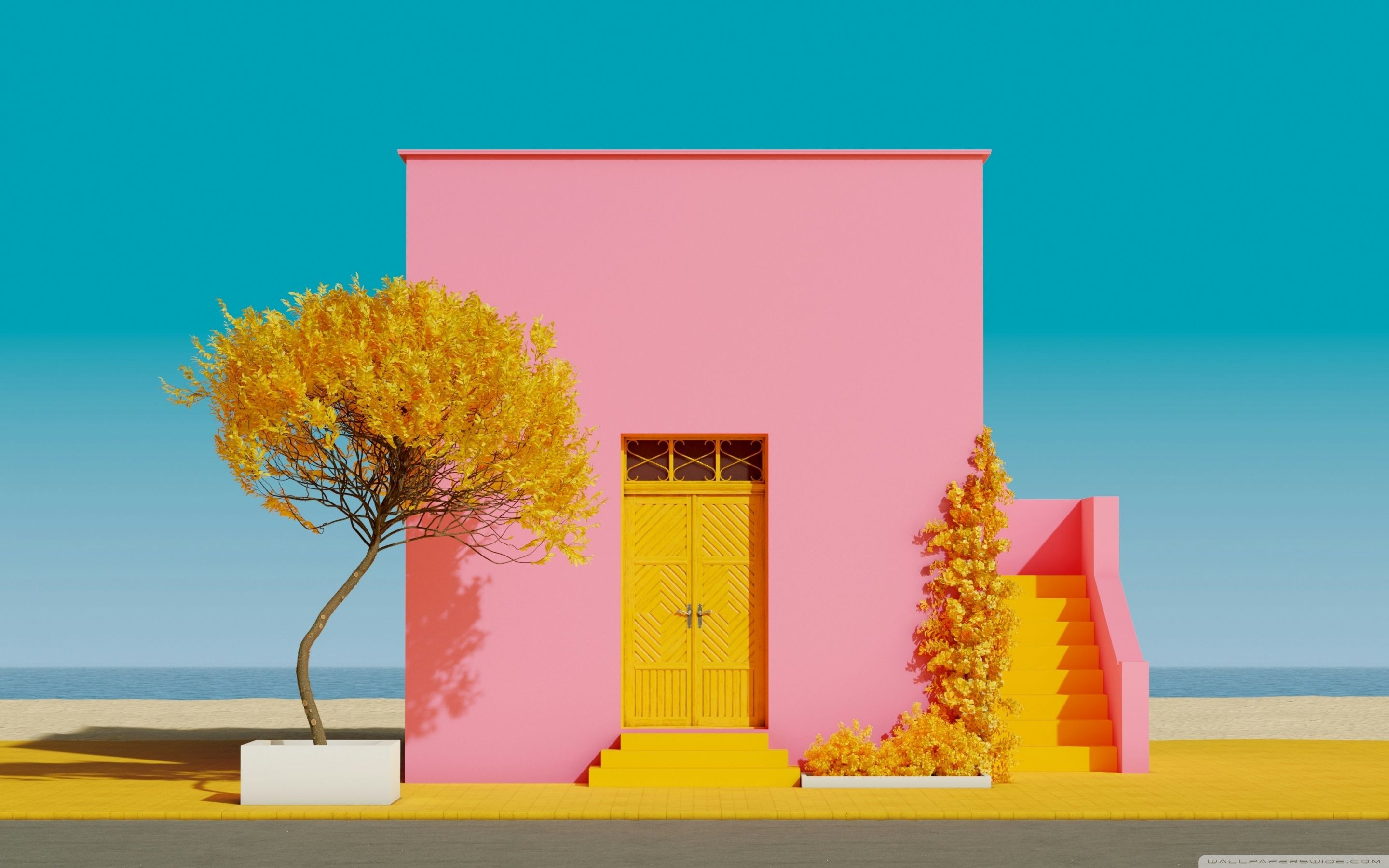2880x1800 Pink Minimalist House Aesthetic 4K UHD Wallpaper for UltraHD Desktop and TV : Widescreen and UltraWide Display