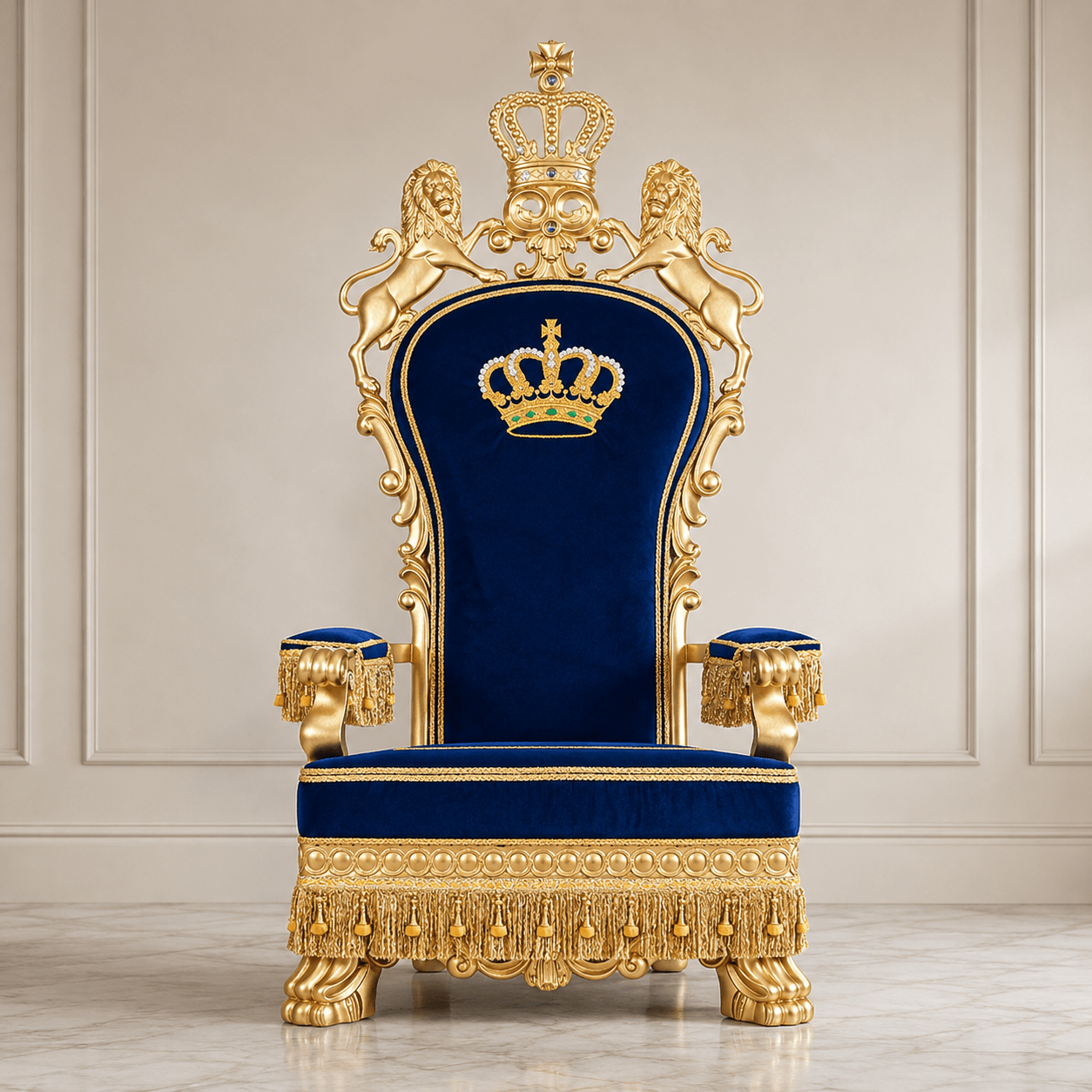 1254x1254 Throne Kingdom Emperor Royal Throne Blue / Gold