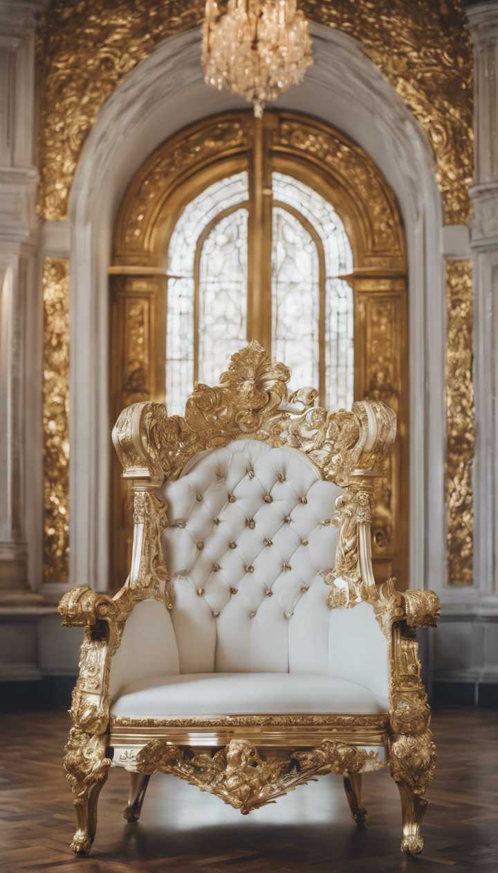 720x1260 A white and gold ornate royal throne in an old castle Wallpaper [46541c23759f437e9393]