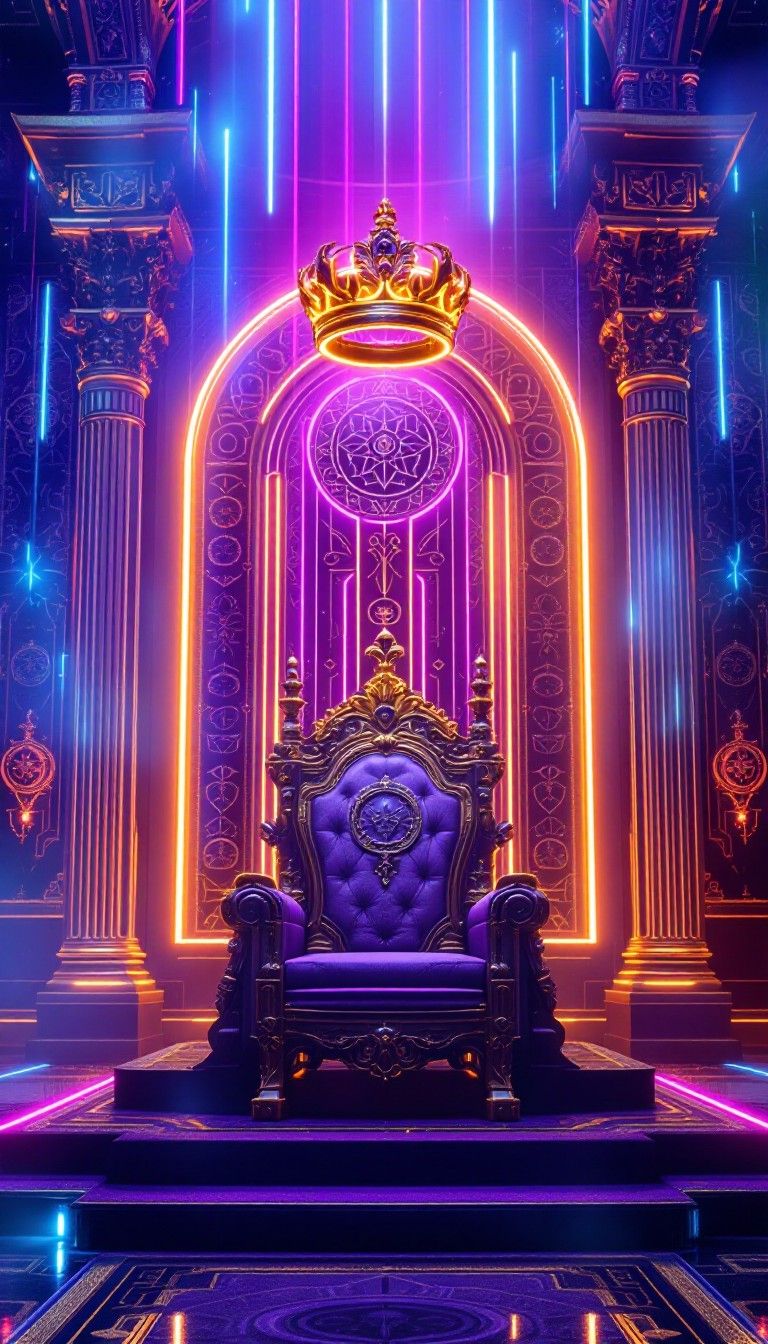 768x1344 Download Neon Royal Throne Image, Throne, Neon