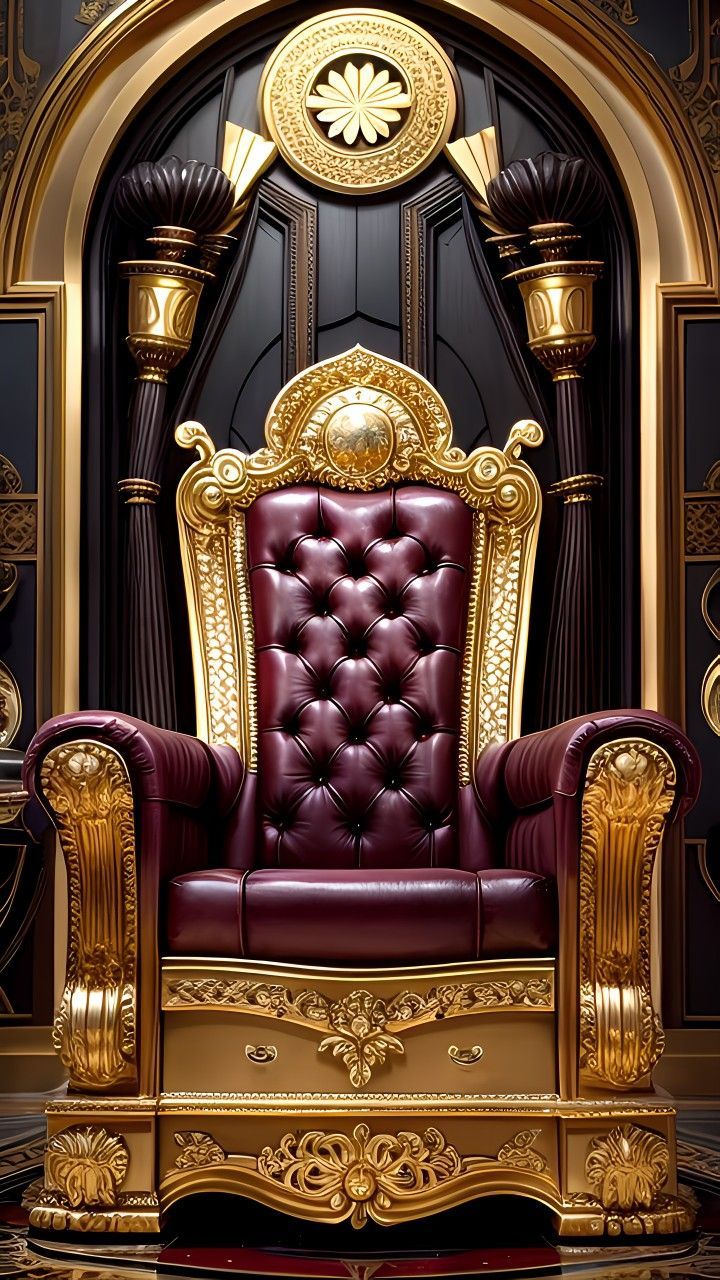 720x1280 Ornate Gold and Red Leather Chair. Red king throne chair, Royal king throne chair, Gold casino