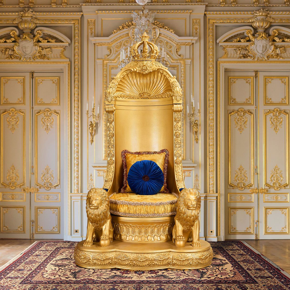 1214x1214 Homey Design HD 1800 Metallic Antique Gold Lion Throne Chair