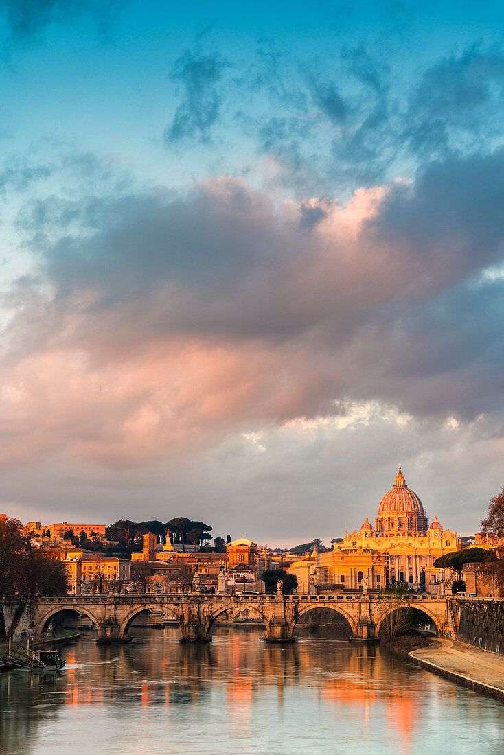 734x1100 River Tiber and St. Peter's Basilica