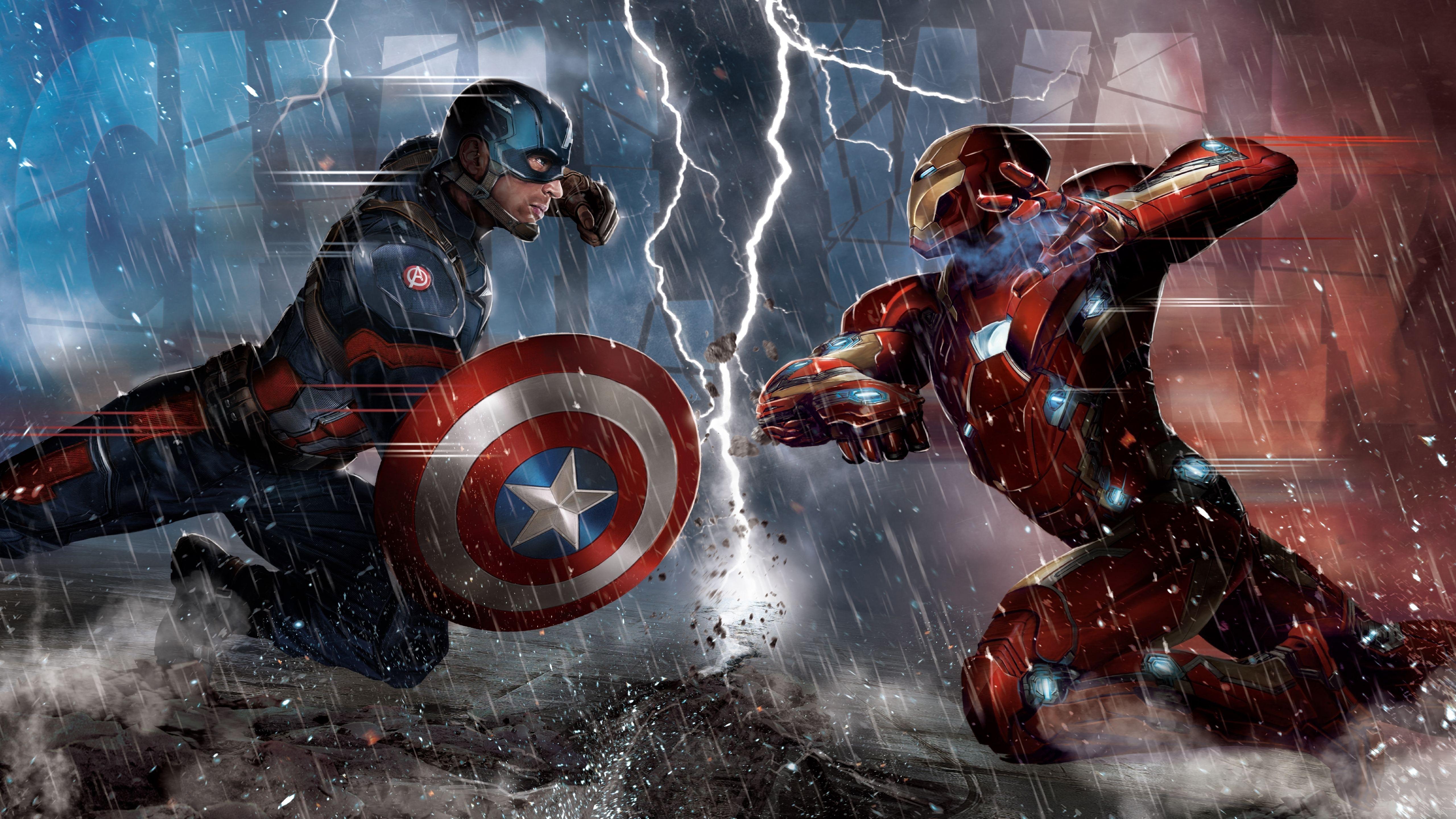 5120x2880 Captain America and Iron Man Dual Monitor Wallpaper .