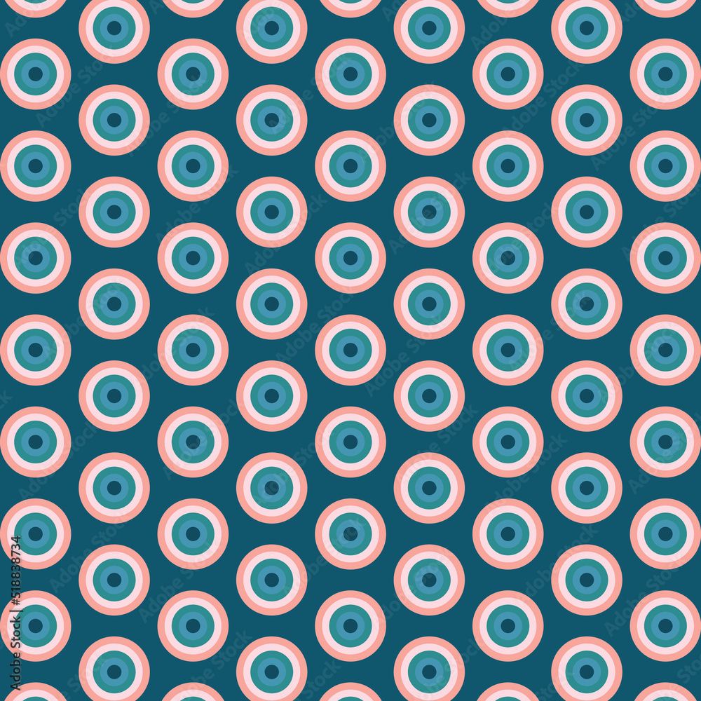 1000x1000 Vintage 1960 Geo circles, Retro 60s and 70s colorful round pattern Vector illustration. Trendy circles pattern design. 70s circles Round style wallpaper background. Stock Vector