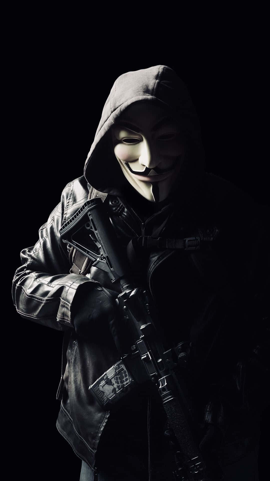 1080x1920 Download Armed Man In Black Gangster Jacket Wallpaper