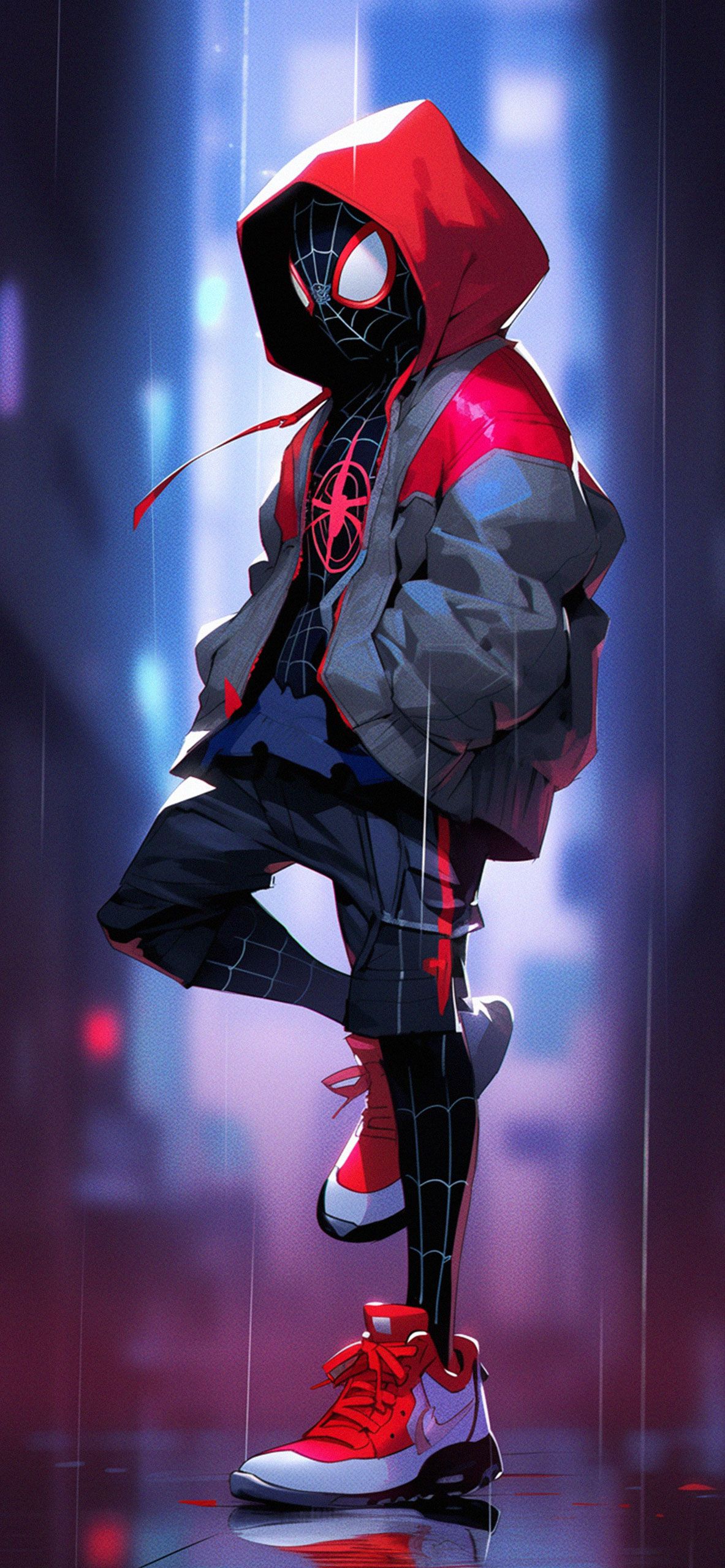 1183x2560 Spider Man Morales On Jacket Wallpaper Man Wallpaper