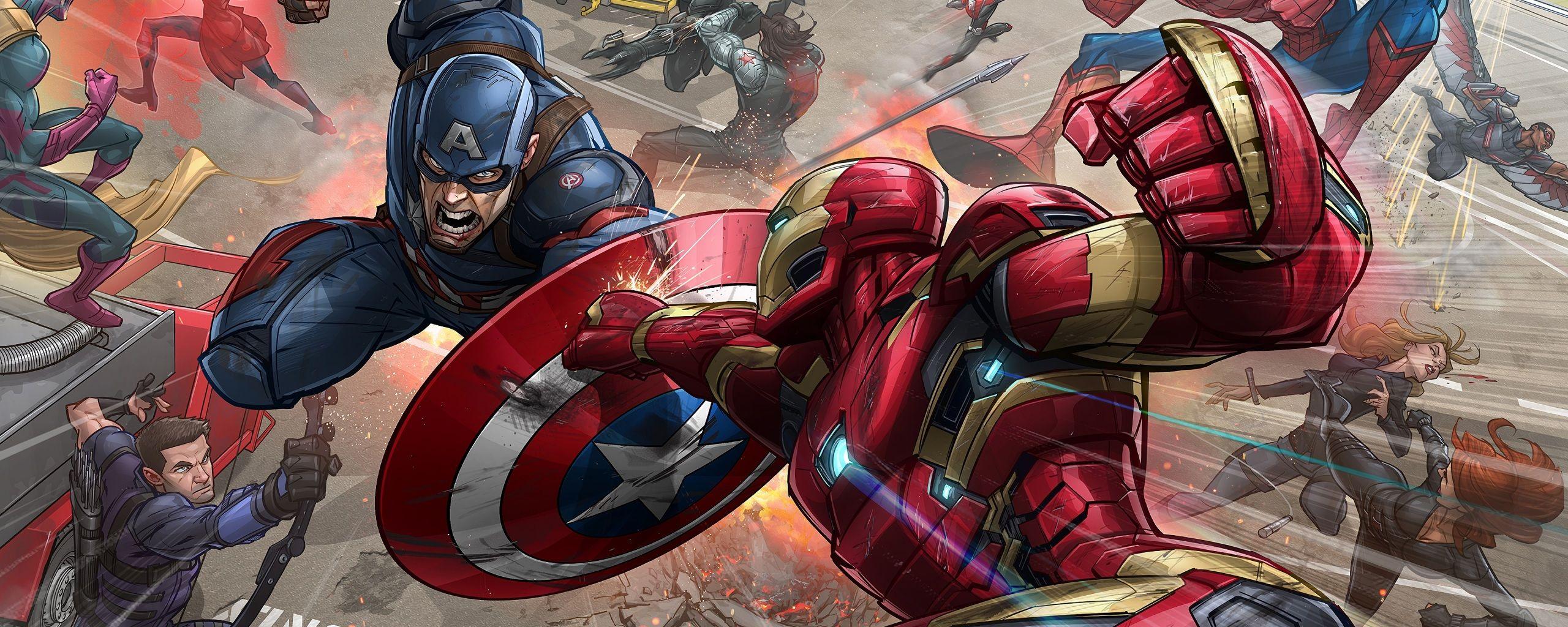 2560x1024 Dual Monitor Wallpaper 4k Avengers