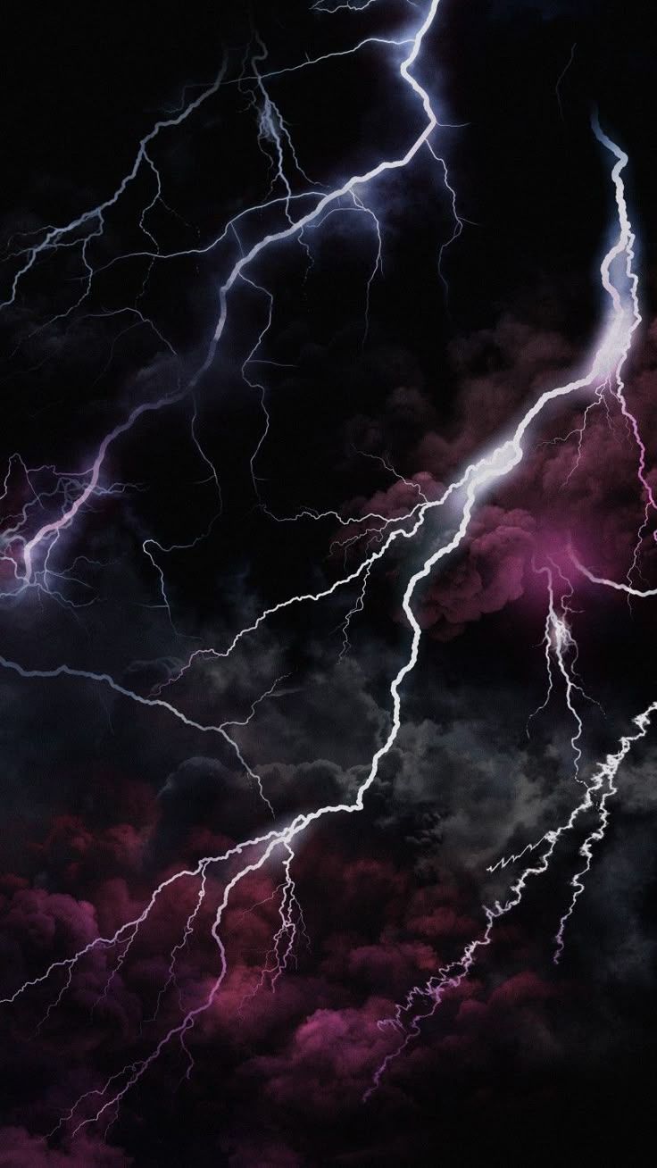 736x1308 Dramatic Lightning Storm. Lightning storm in dark clouds, Nighttime thunderstorm art, Purple lightning storm
