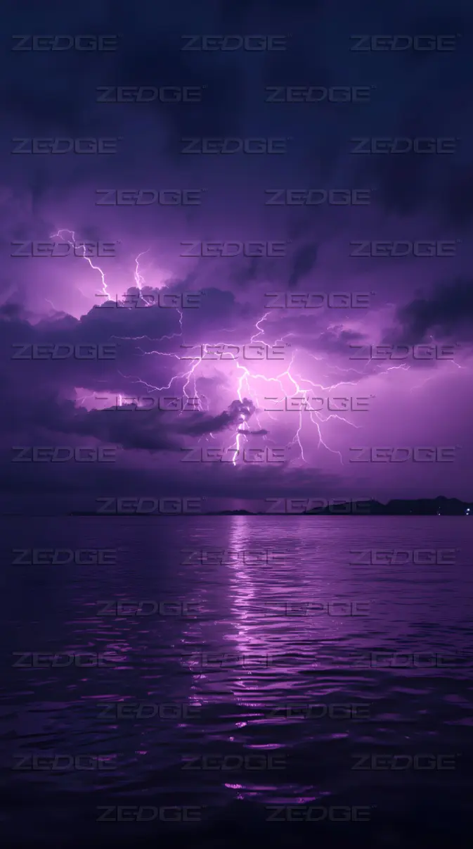 673x1206 Purple Lightning Storm Ocean wallpaper