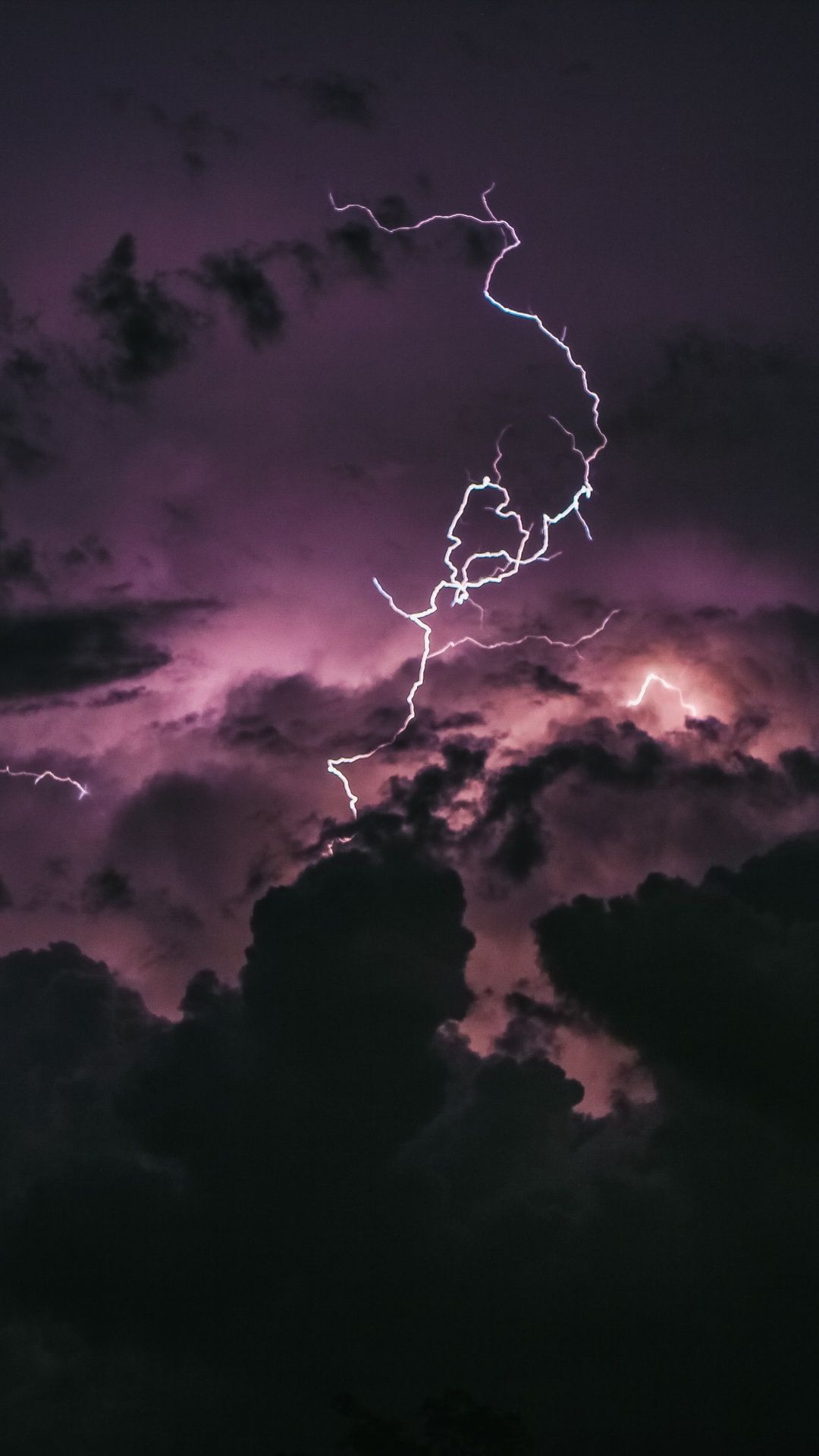 1080x1920 Lightning Strike Wallpaper 4K, Stormy Clouds, Dark Sky