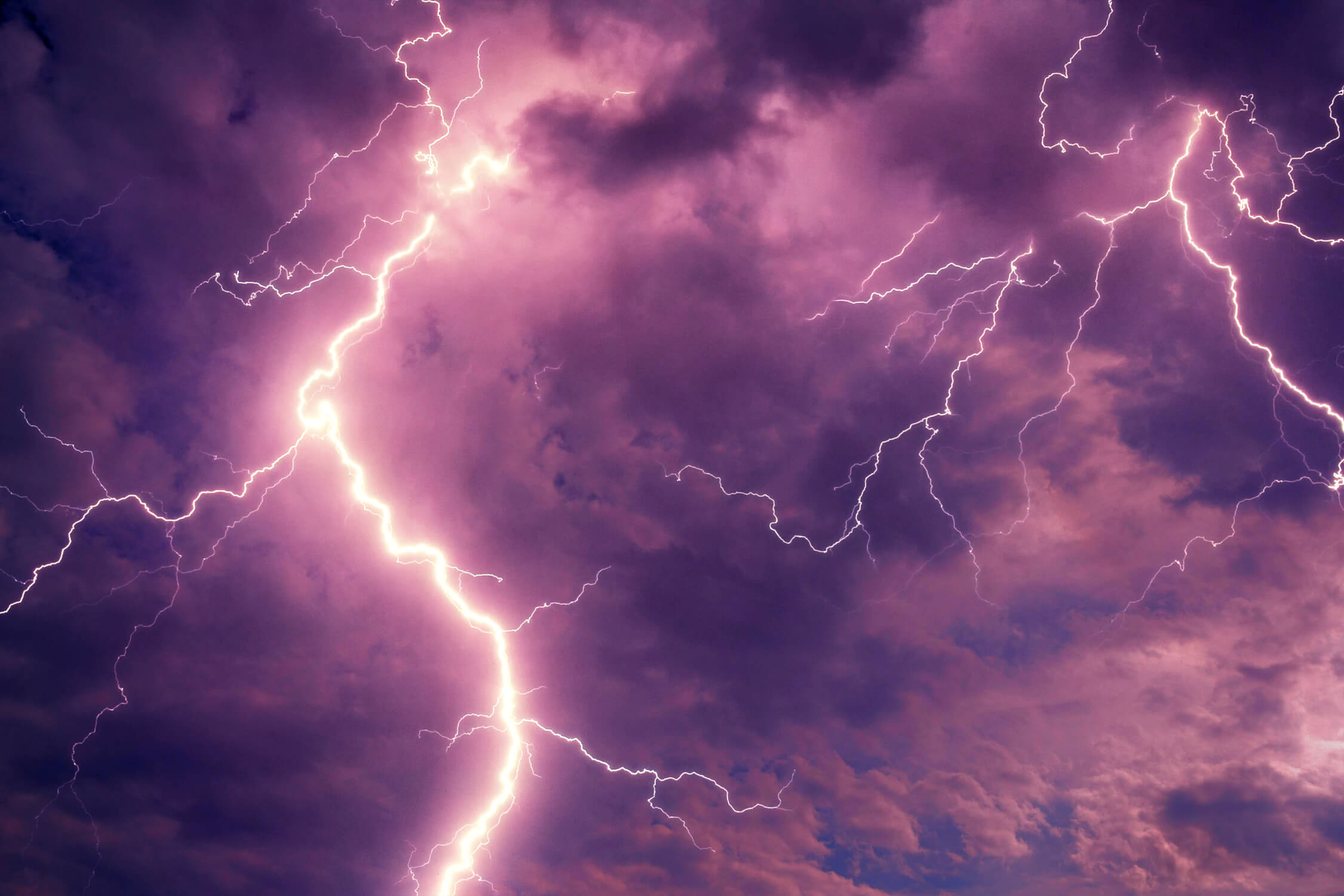 2250x1500 Sky Mural Wallpaper. Purple Lightning Storm Design