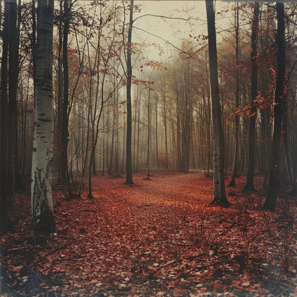 1024x1024 Download Misty Autumn Forest Image, Autumn, Mist