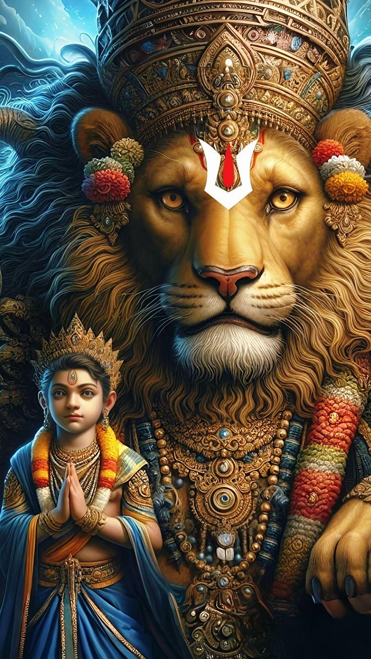736x1305 Prahlada and Narasimha