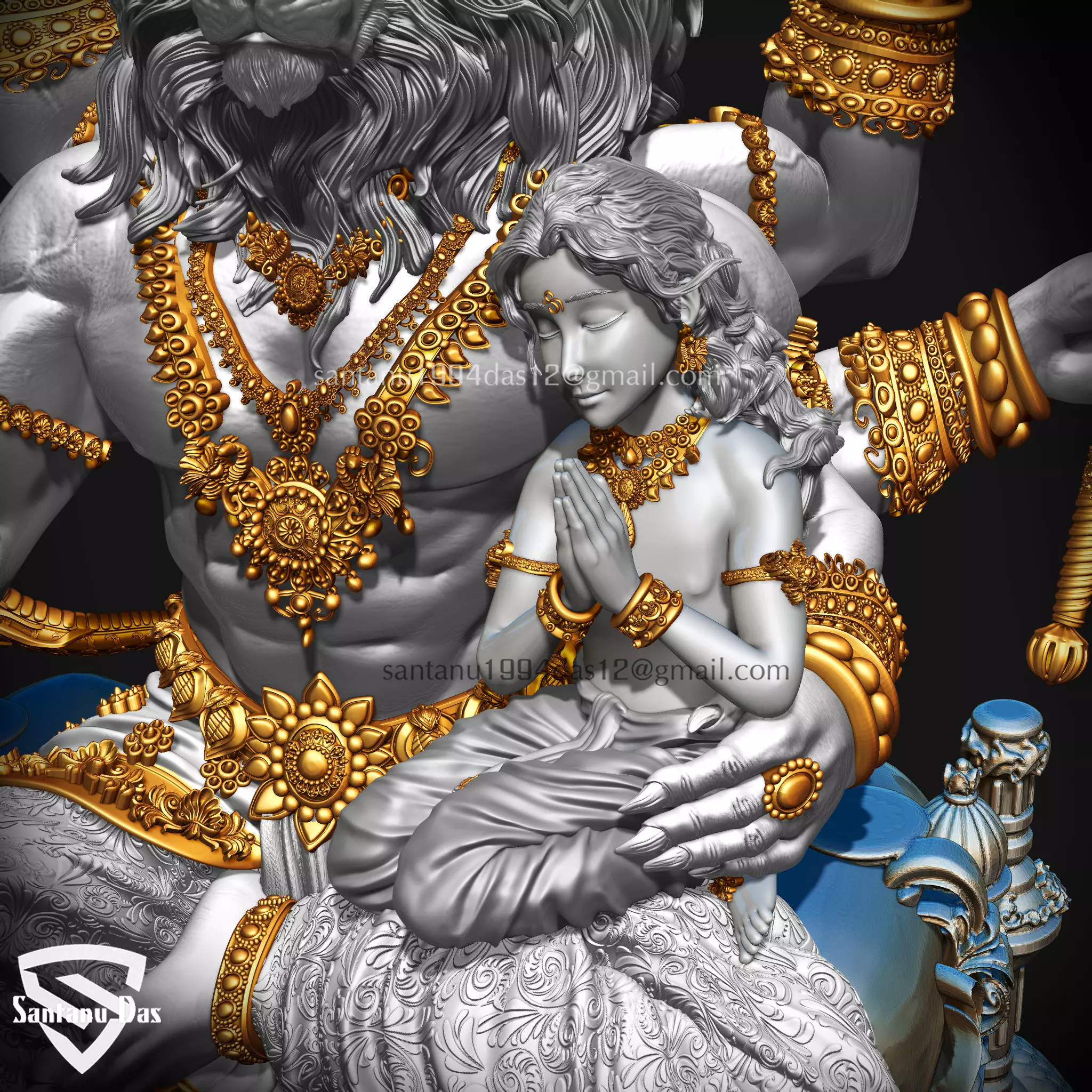 2048x2048 Narasimha and Prahlad 3D print idol 3D model 3D printable