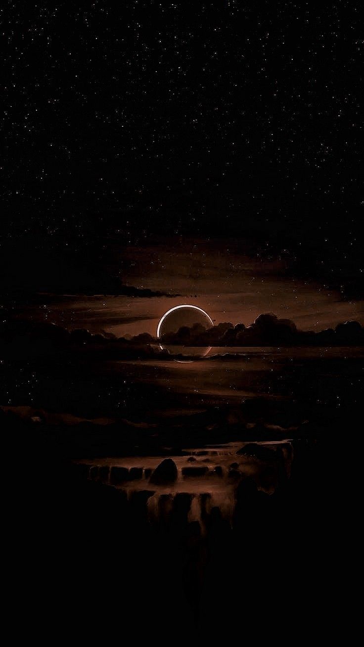 736x1308 Dark phone wallpaper with an eclipse in the night sky. Dark black wallpaper, Night sky wallpaper, Dark phone wallpaper