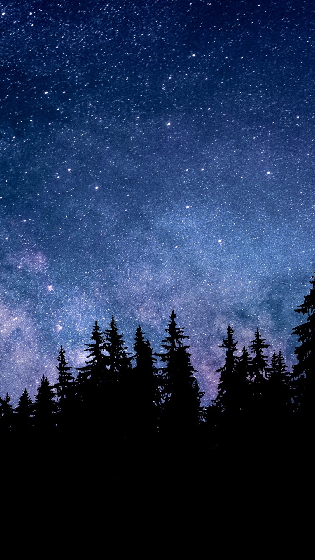 1080x1920 Night Wallpaper 4K, Starry sky, Forest, Silhouette