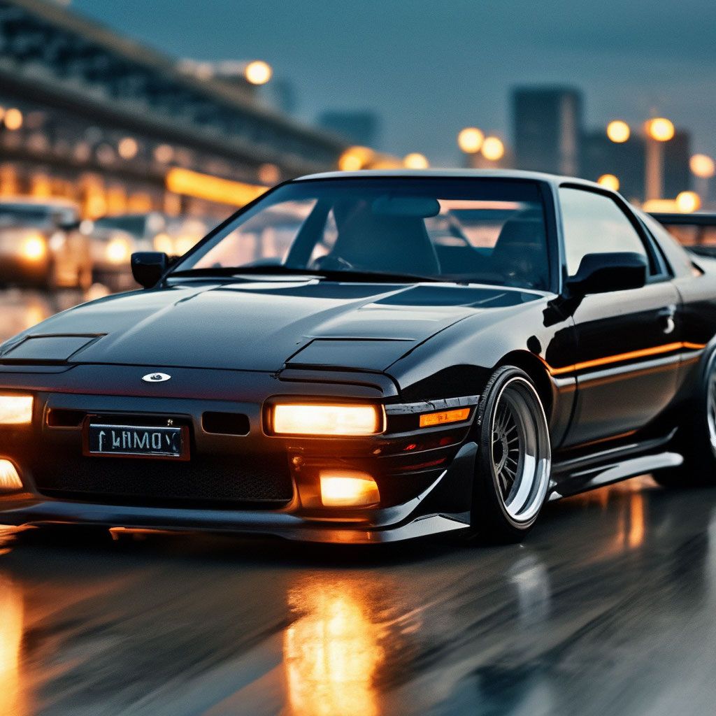 1024x1024 Toyota Supra A70 in drift. night background airport