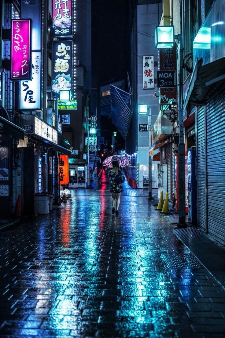736x1103 A rainy night on the streets of Shinjuku