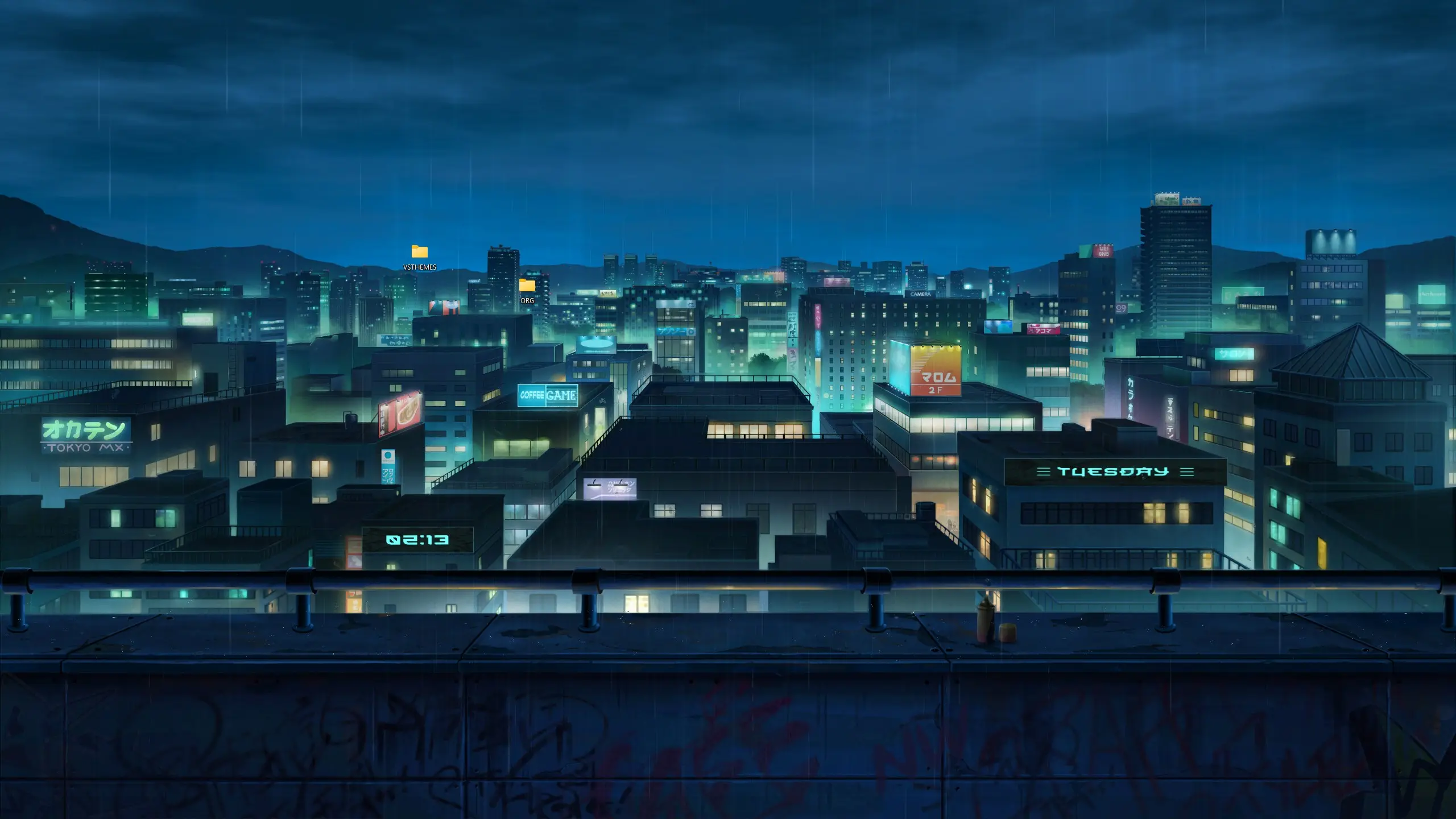 2560x1440 Live wallpaper Rain in Tokyo at night download on