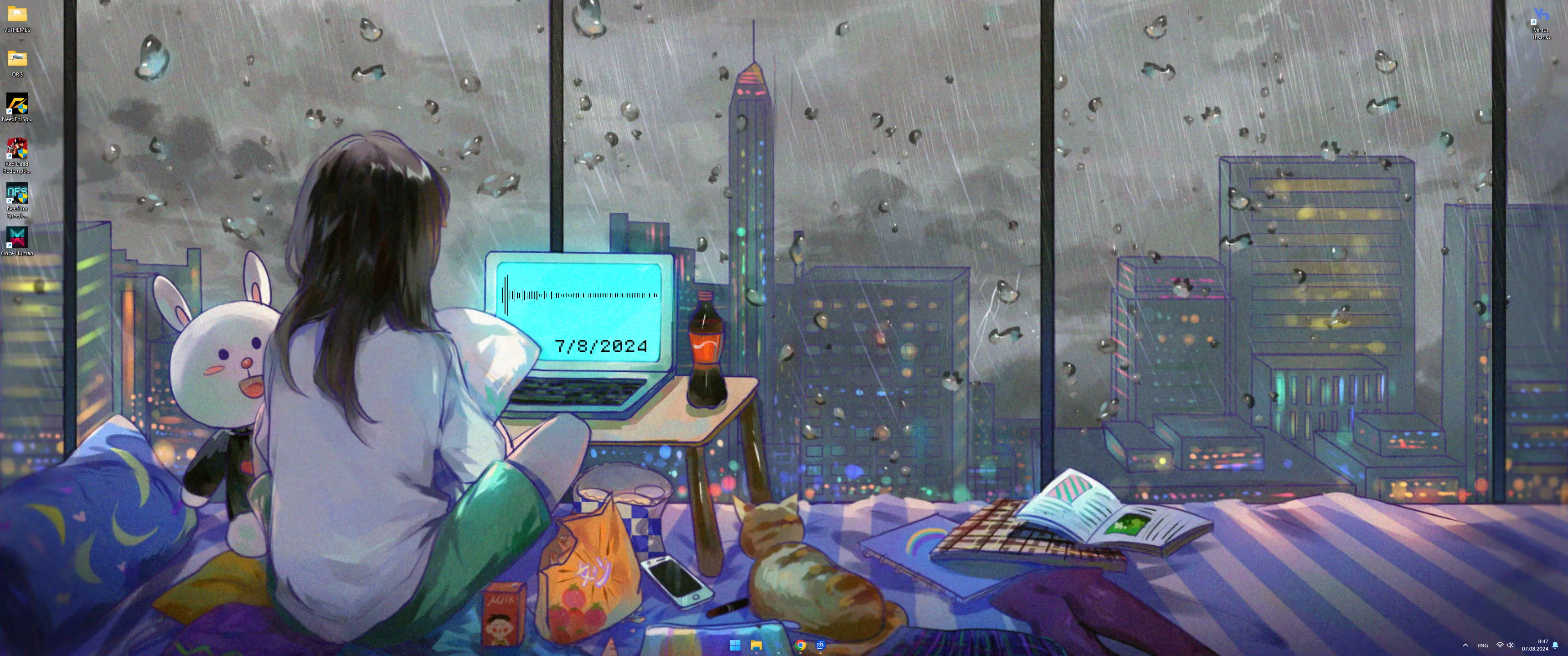 3440x1440 Live wallpaper Raining in Tokyo (Lofi HipHop) download on